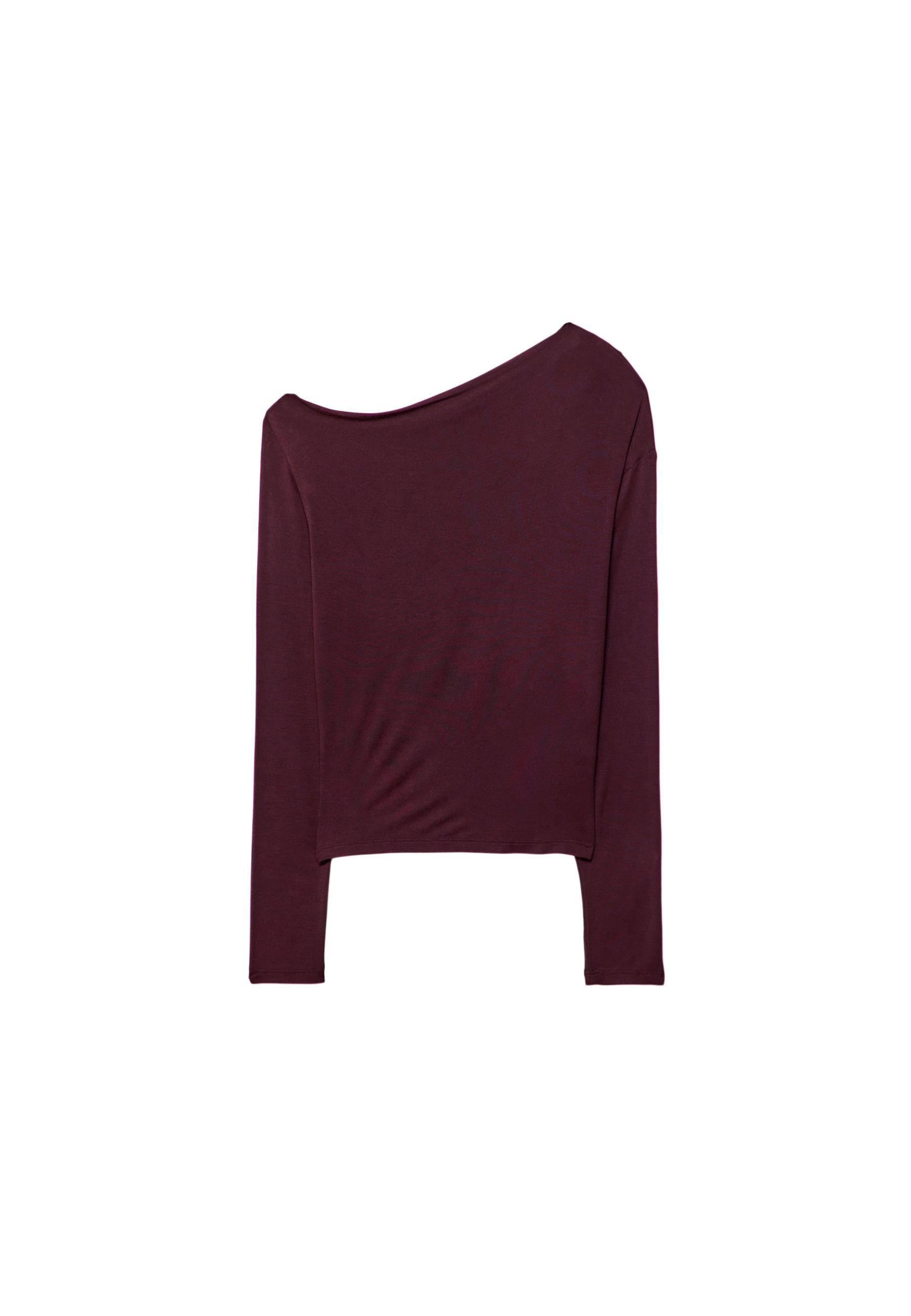 Asymmetrical neckline top — Burgundy