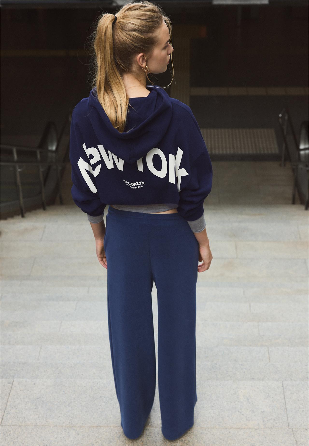 Soft-touch palazzo jogger trousers — Dark blue