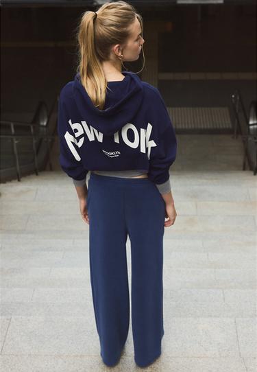 Soft-touch palazzo jogger trousers — Dark blue 5