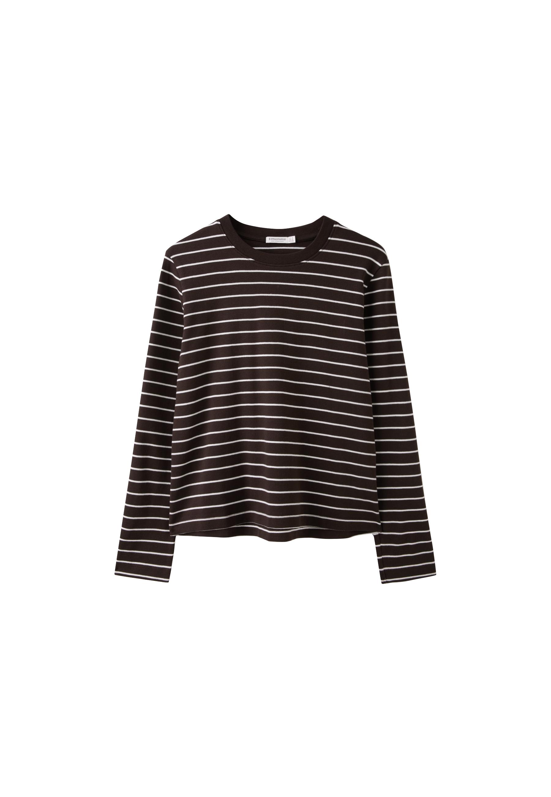 Long sleeve striped T-shirt — Brown
