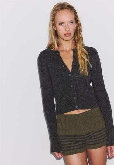 Button-up knit cardigan — Dark grey 6