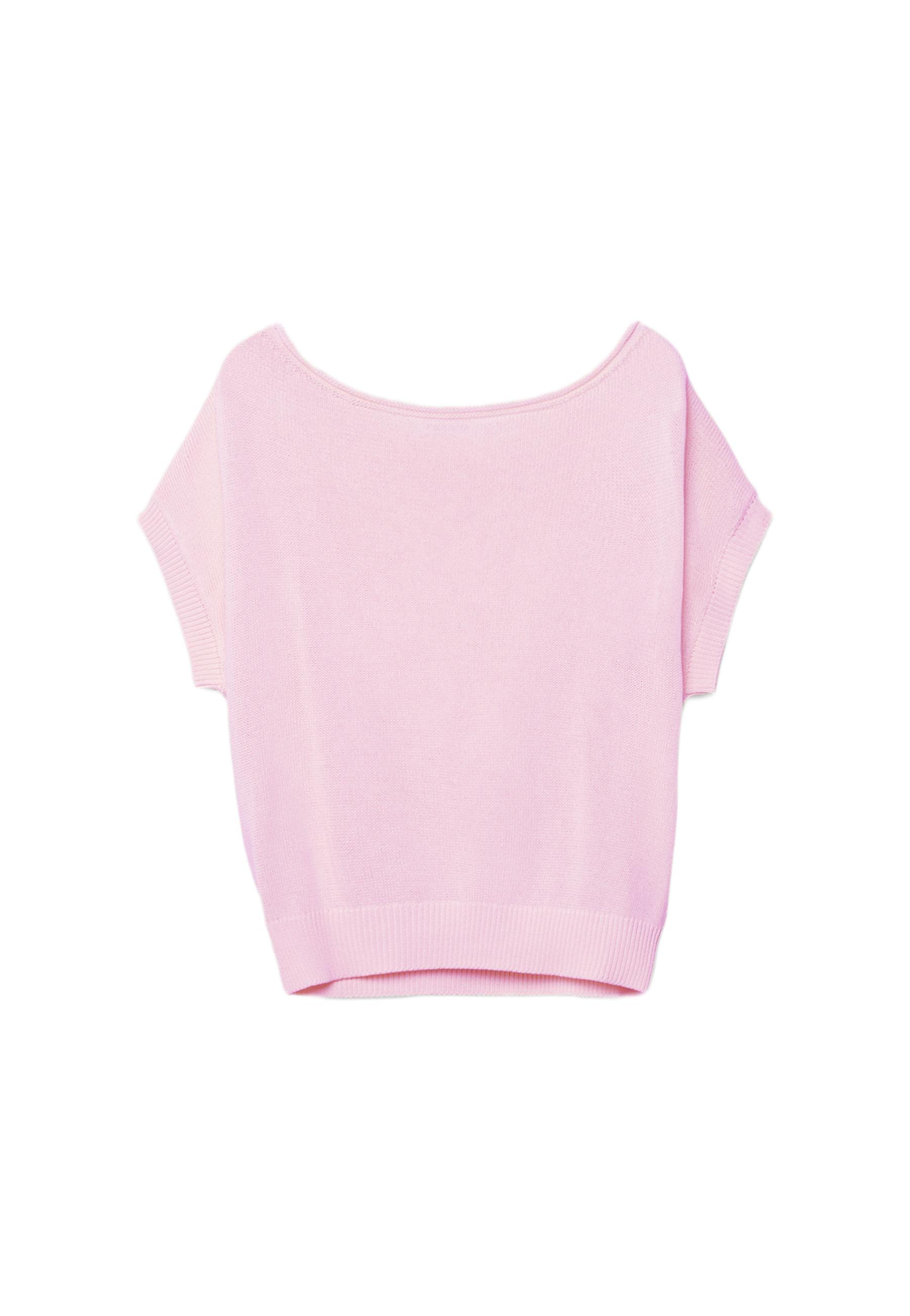 Rustic knit boat neck top — Pastel pink