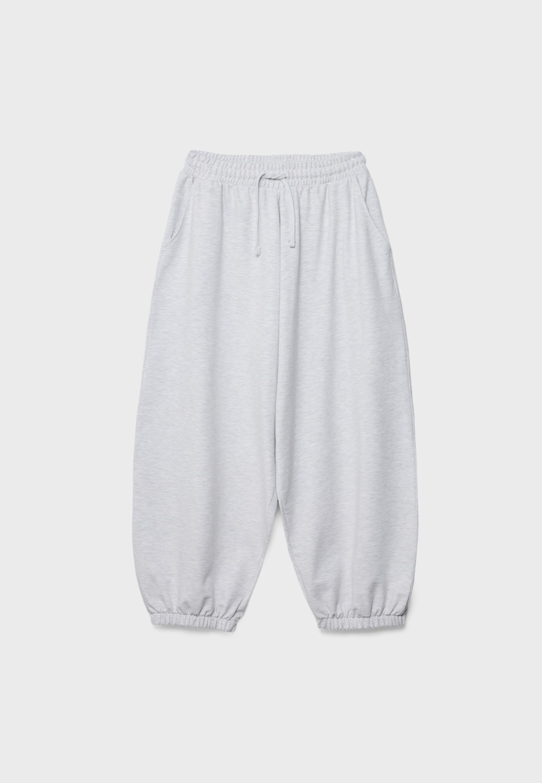 Balloon volume jogger trousers — Grey melange