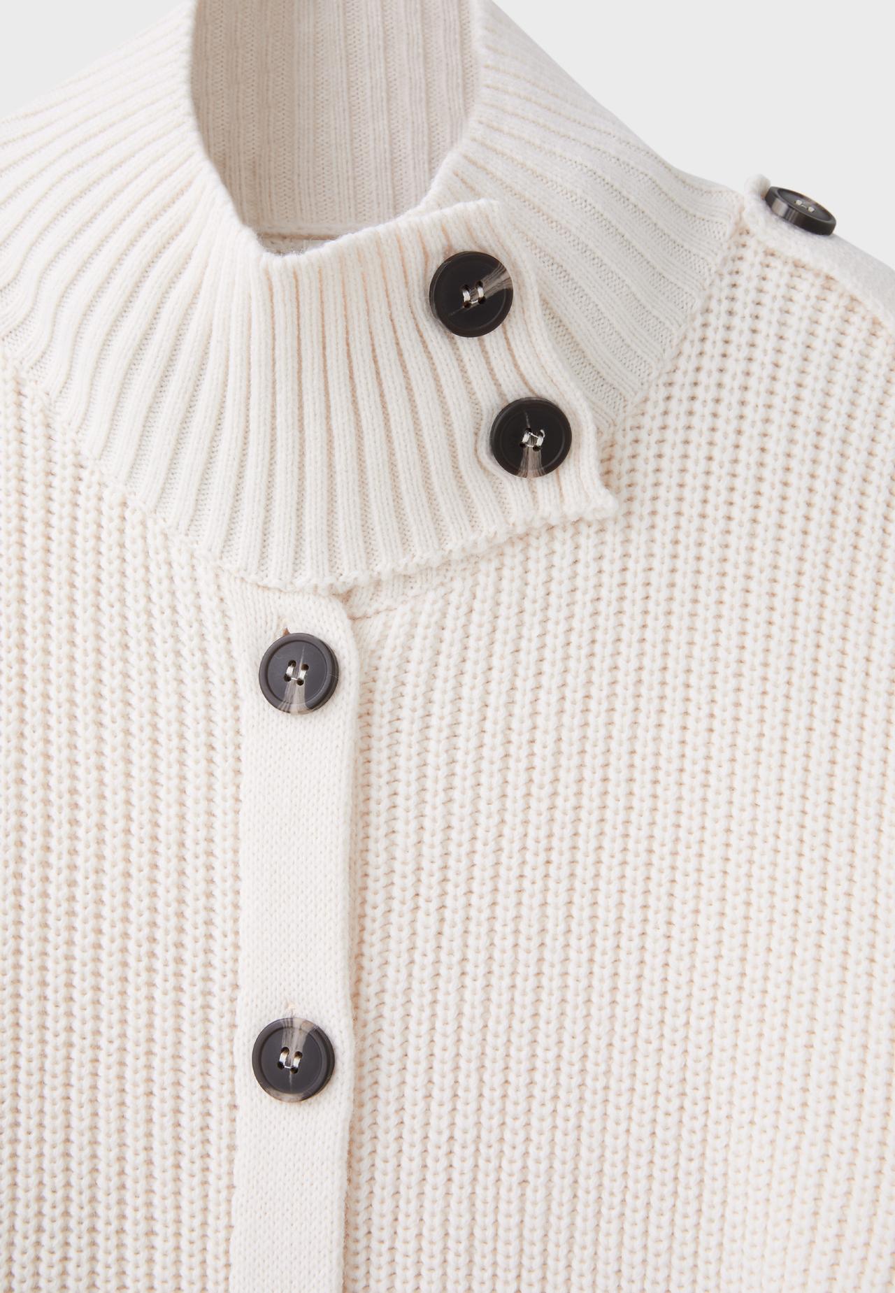 High neck button-up knit cardigan — Vanilla