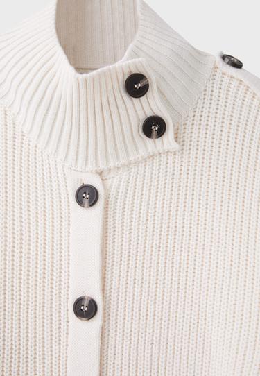 High neck button-up knit cardigan — Vanilla 8