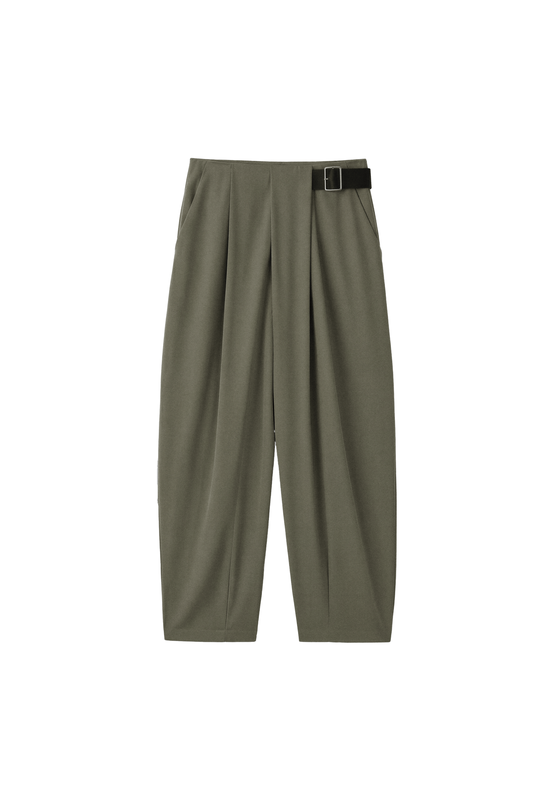 Darted smart trousers with belt — Khaki