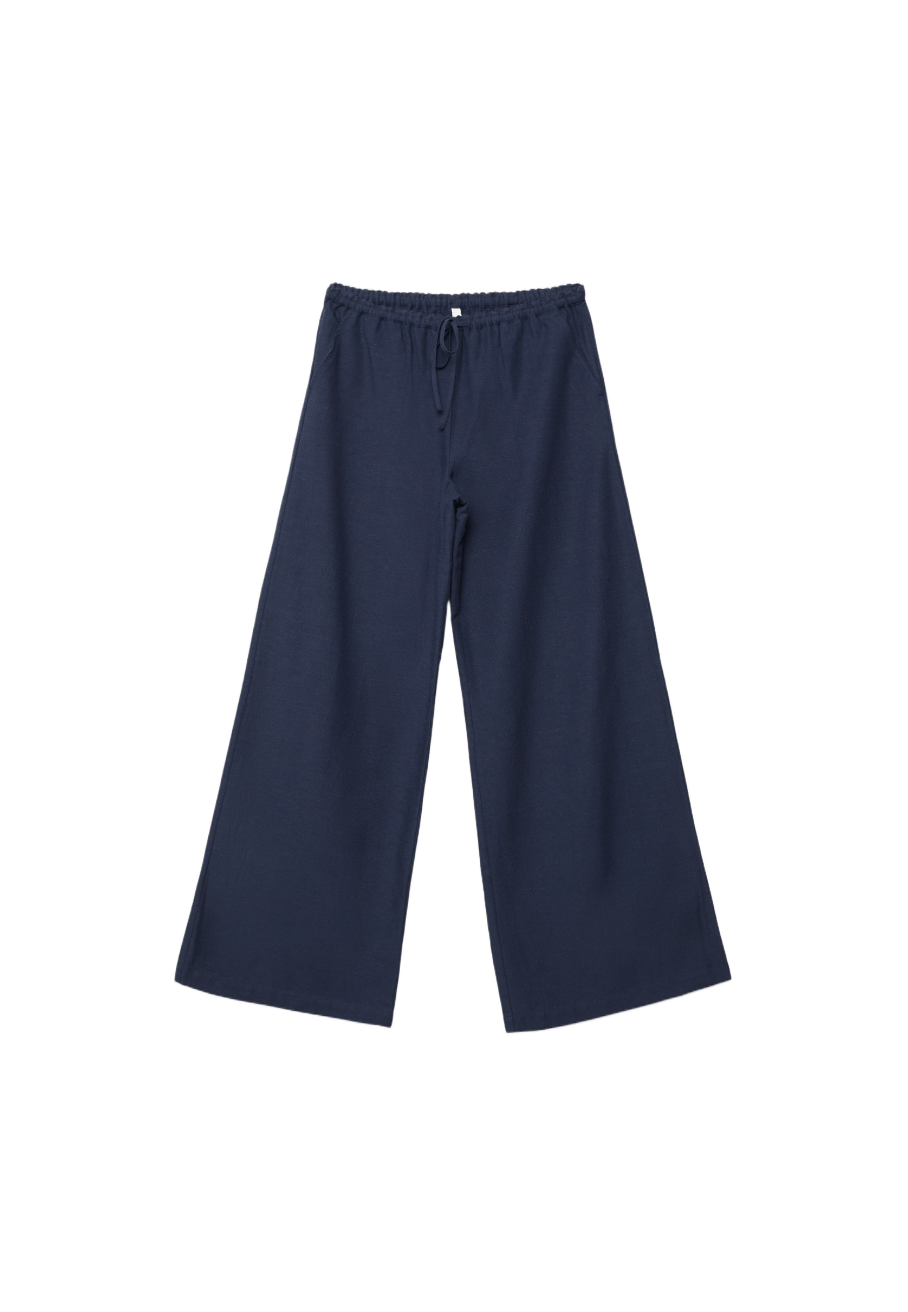 Wide-leg linen-effect trousers — Dark blue