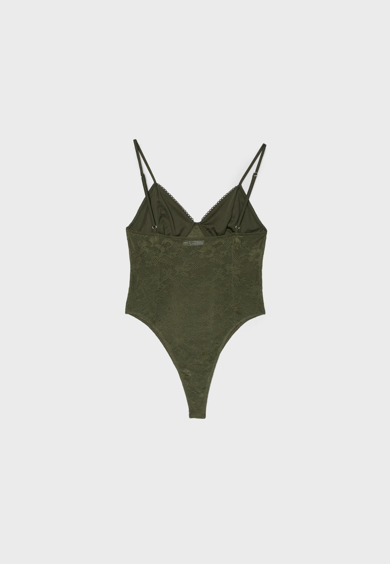 Lace strap bodysuit — Olive green