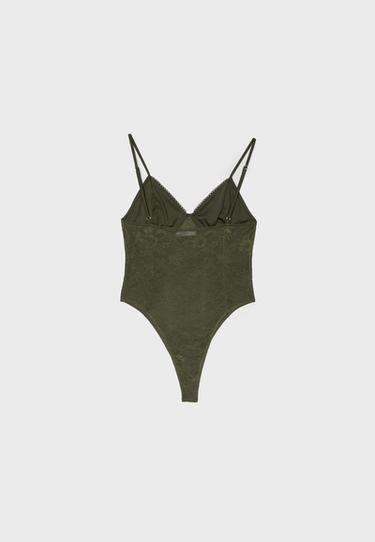 Lace strap bodysuit — Olive green 9