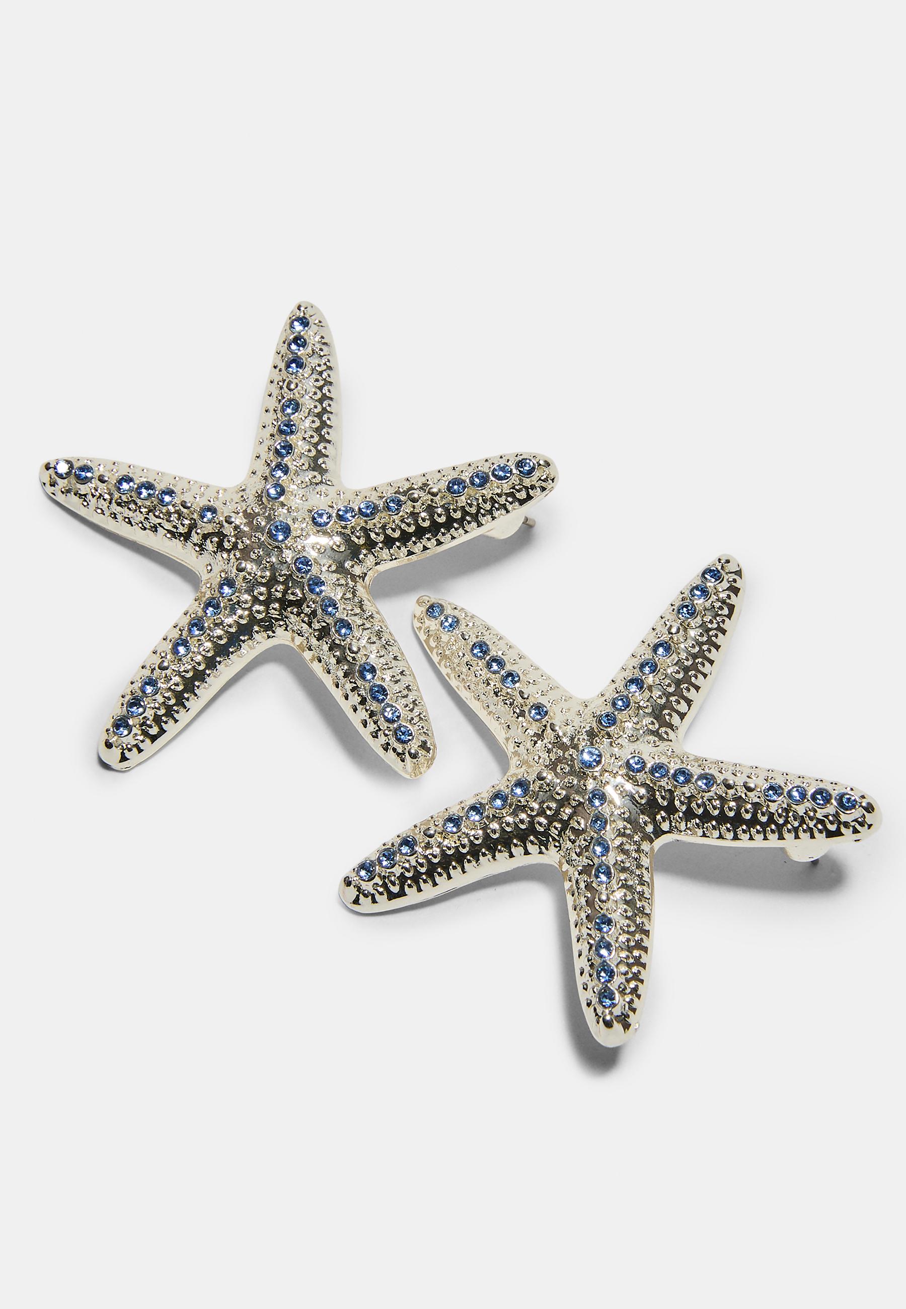 Starfish stud earrings — Grey