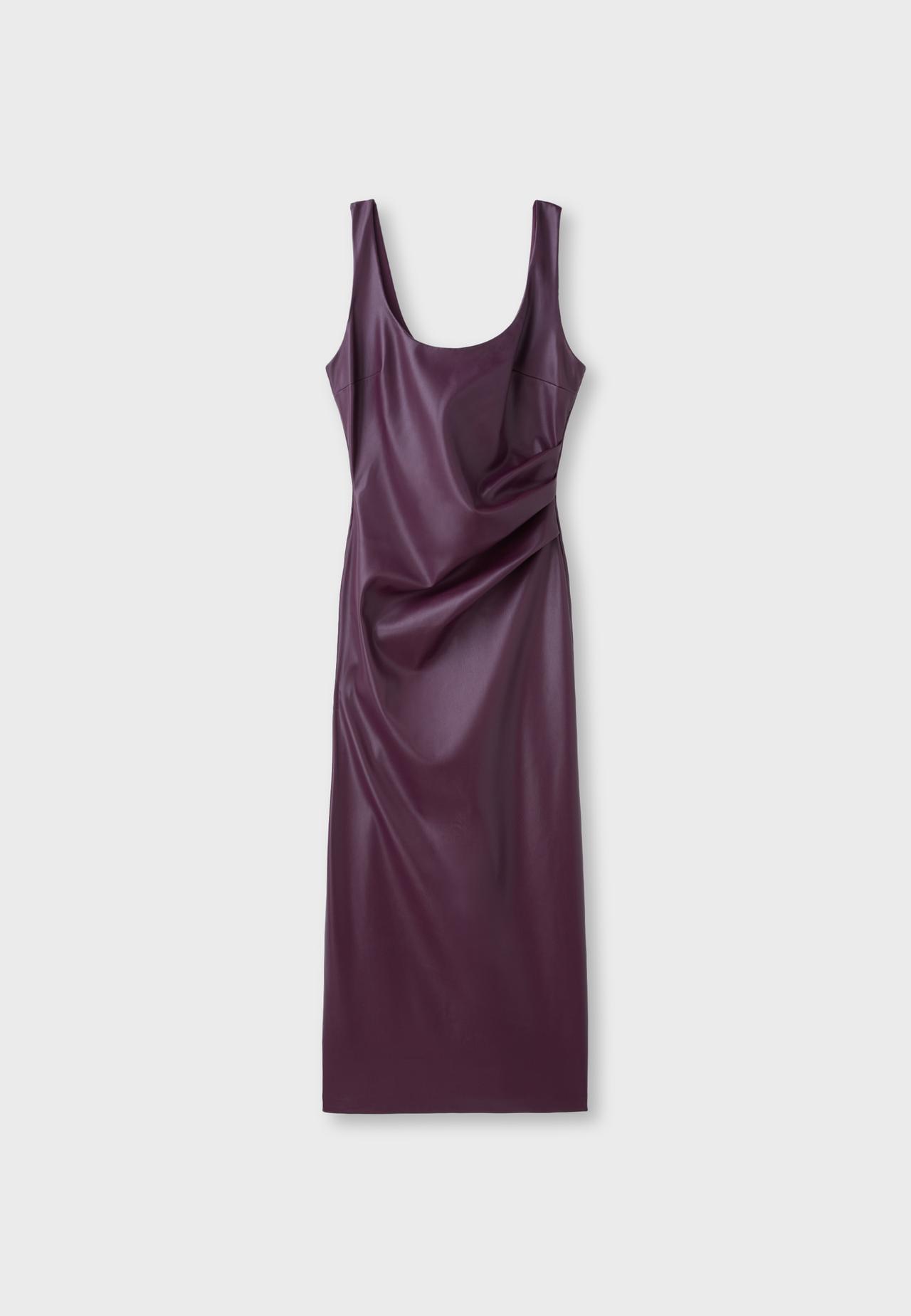Leather effect midi dress — Purple