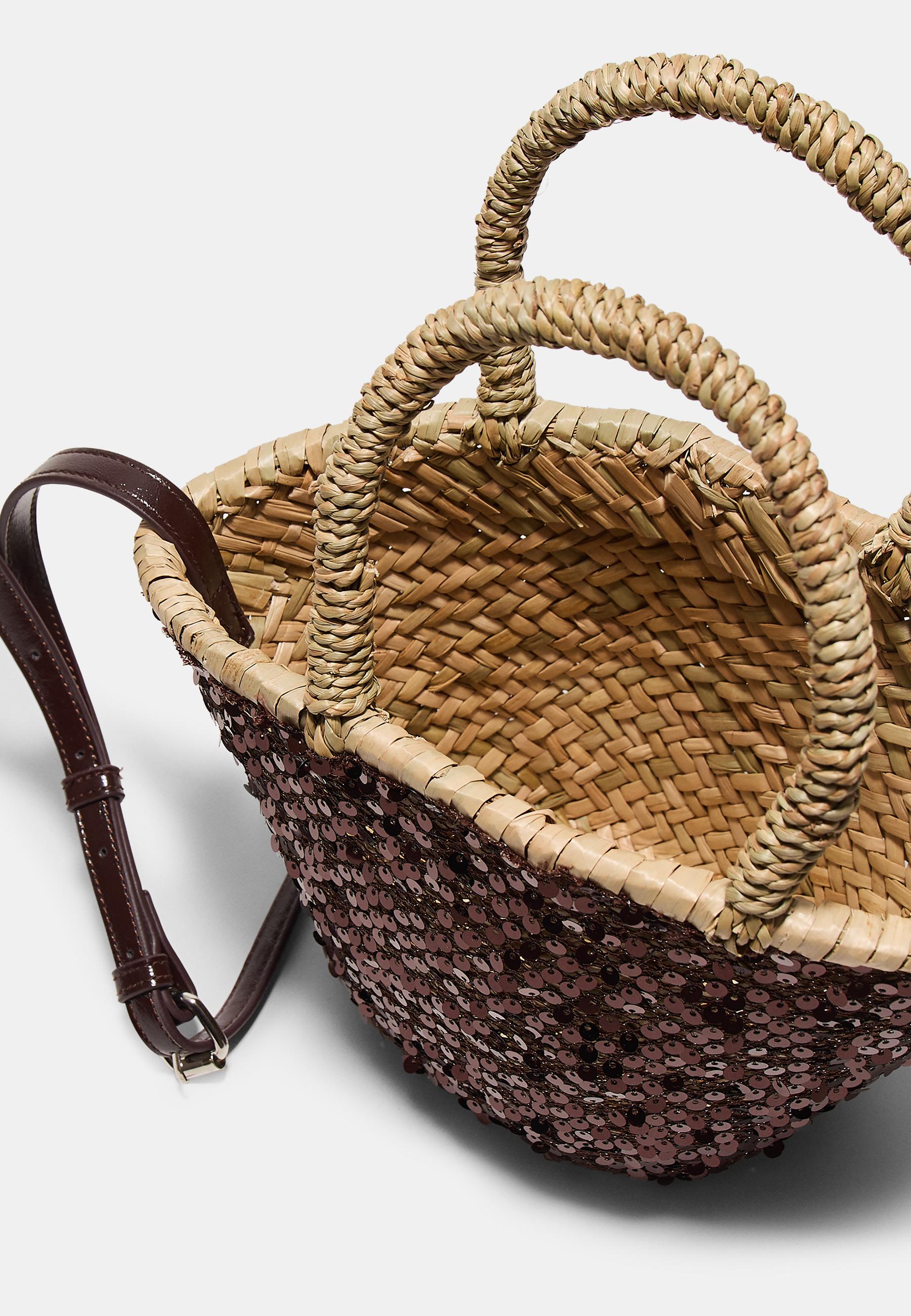 Mini sequin tote bag — Brown