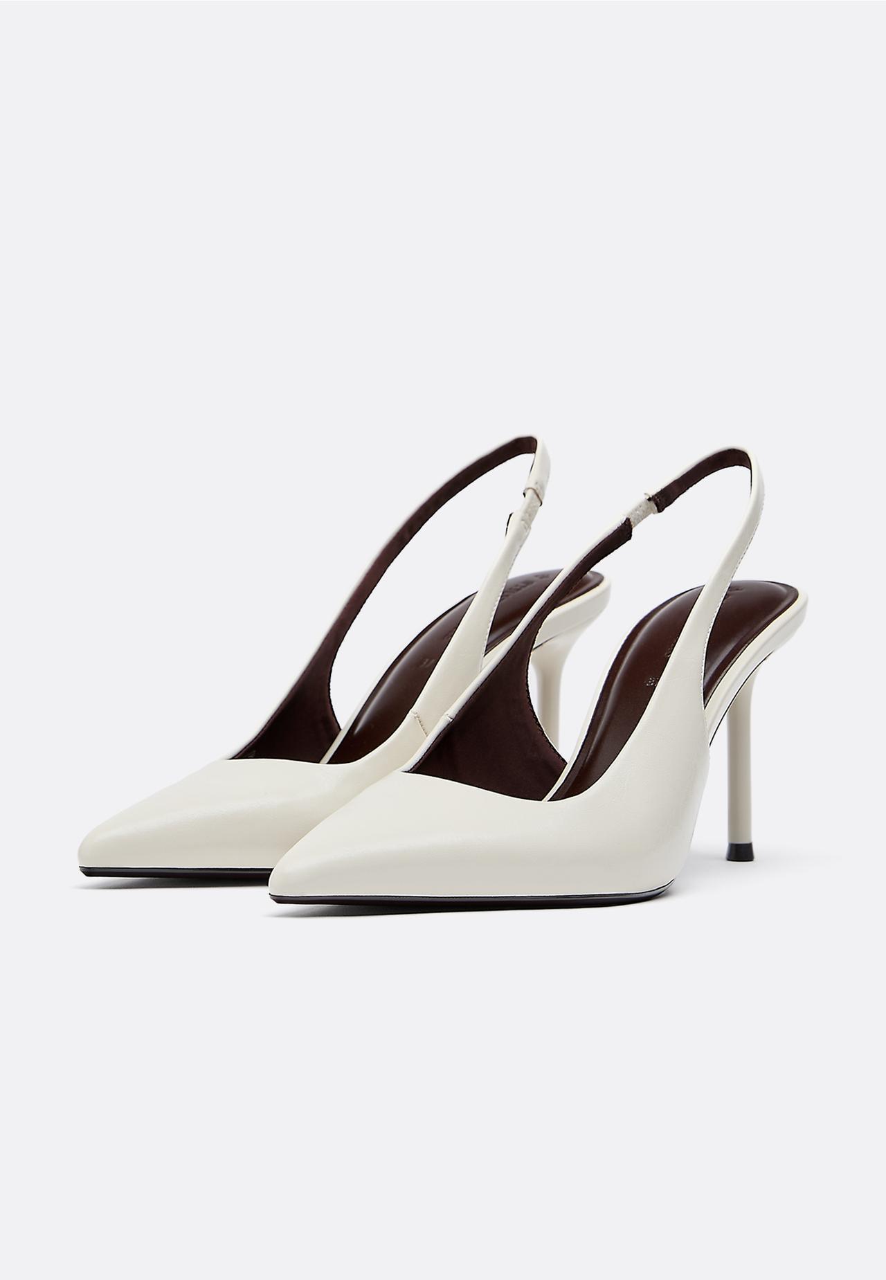 Leather effect heeled shoes — ECRU