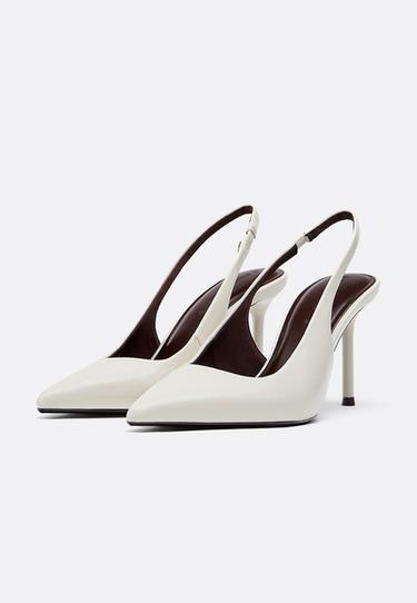 Leather effect heeled shoes — ECRU 2