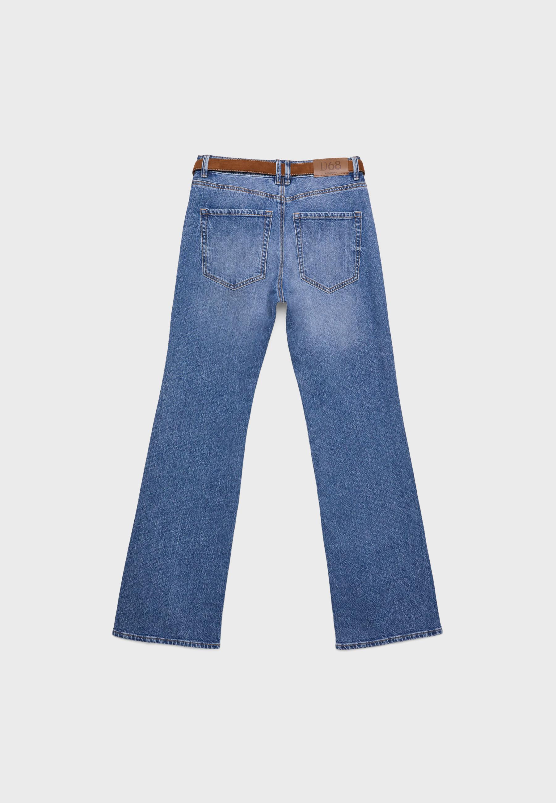 D68 Boot-cut jeans with belt — MEDIUM BLUE DENIM