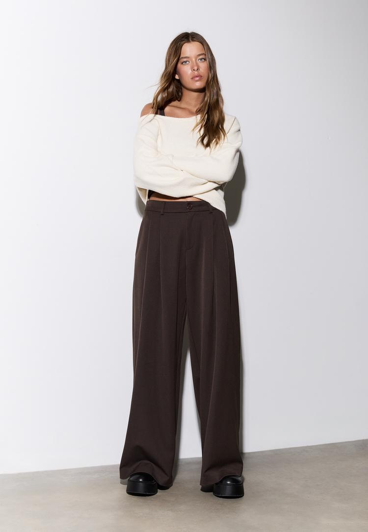 pantalon vestir wide leg pinzas
