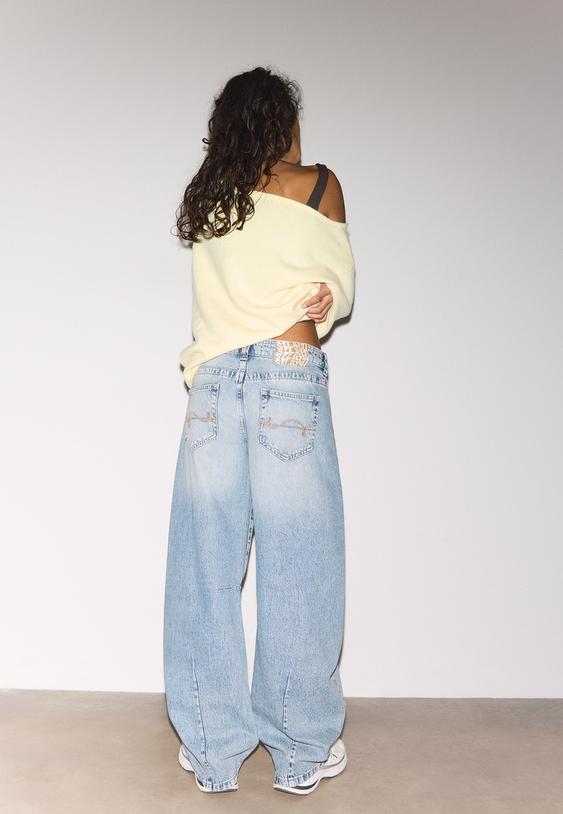 dusuk bel barrel jean