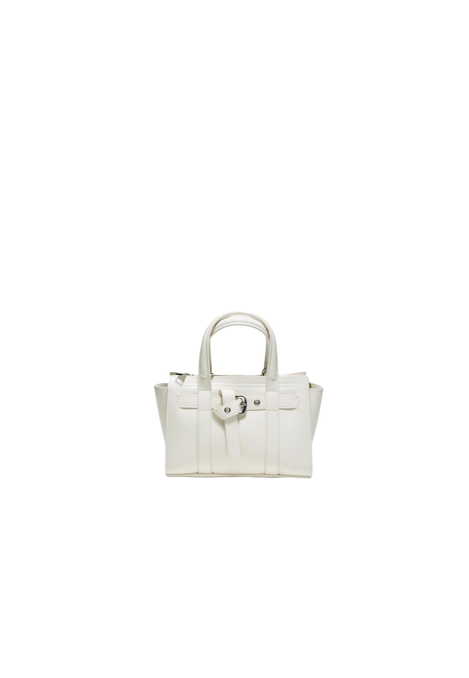 Mini tote bag with buckle — Ecru