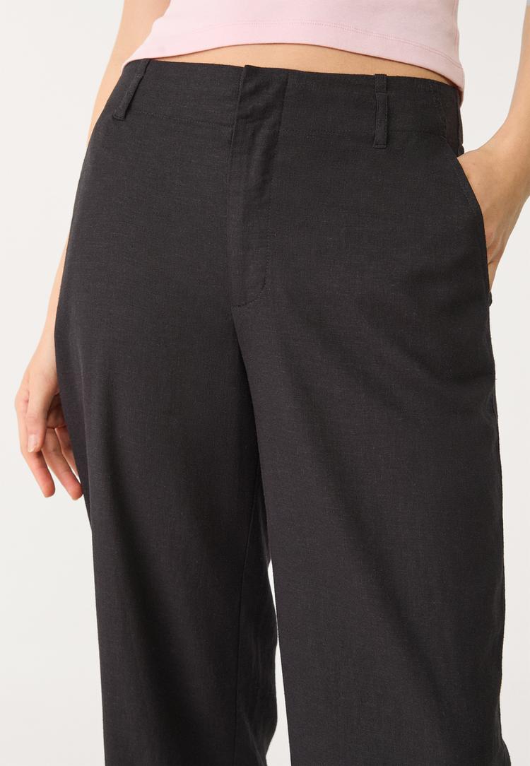 pantalon recto fluido con lino