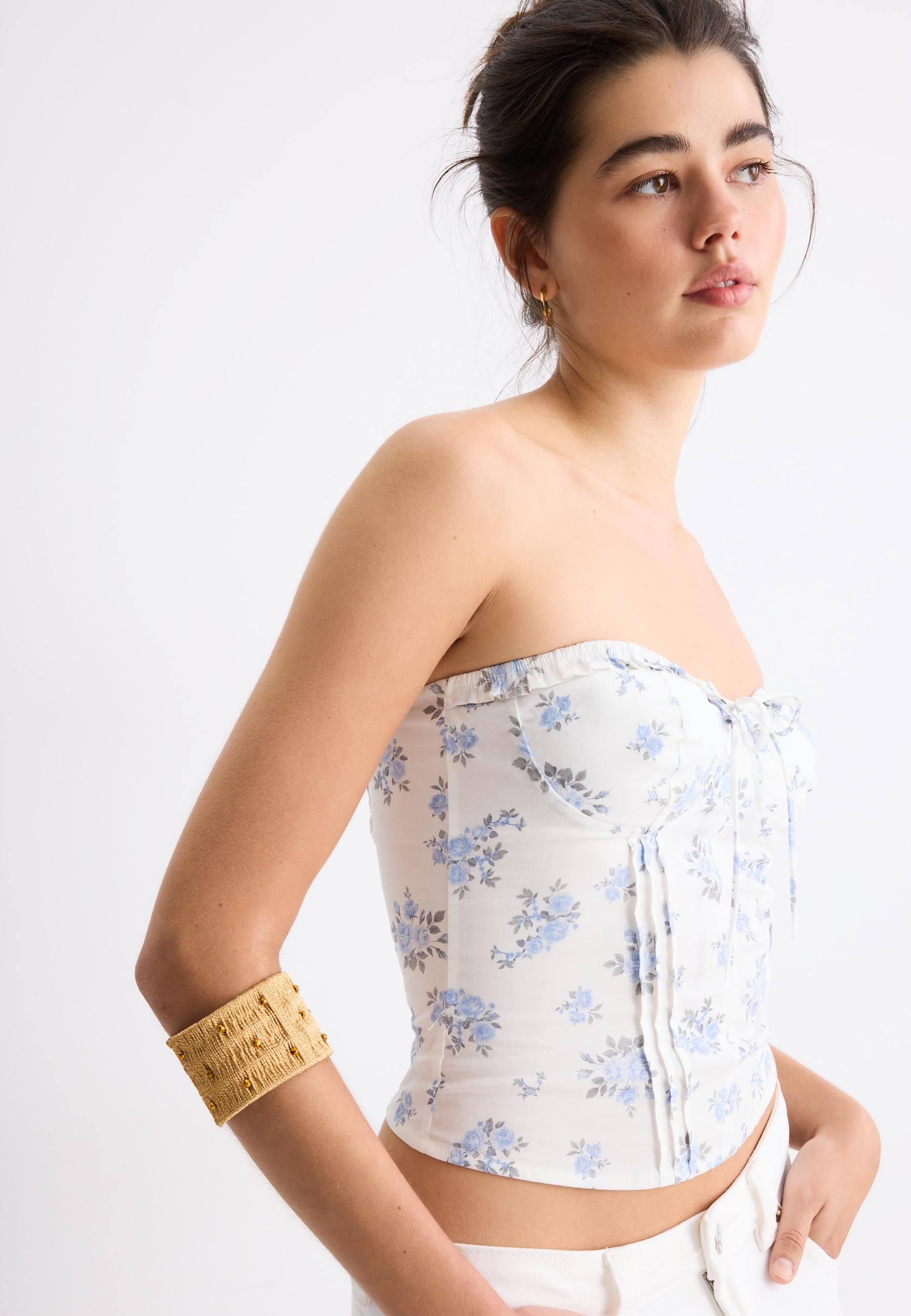 Raffia effect bracelet — Ecru