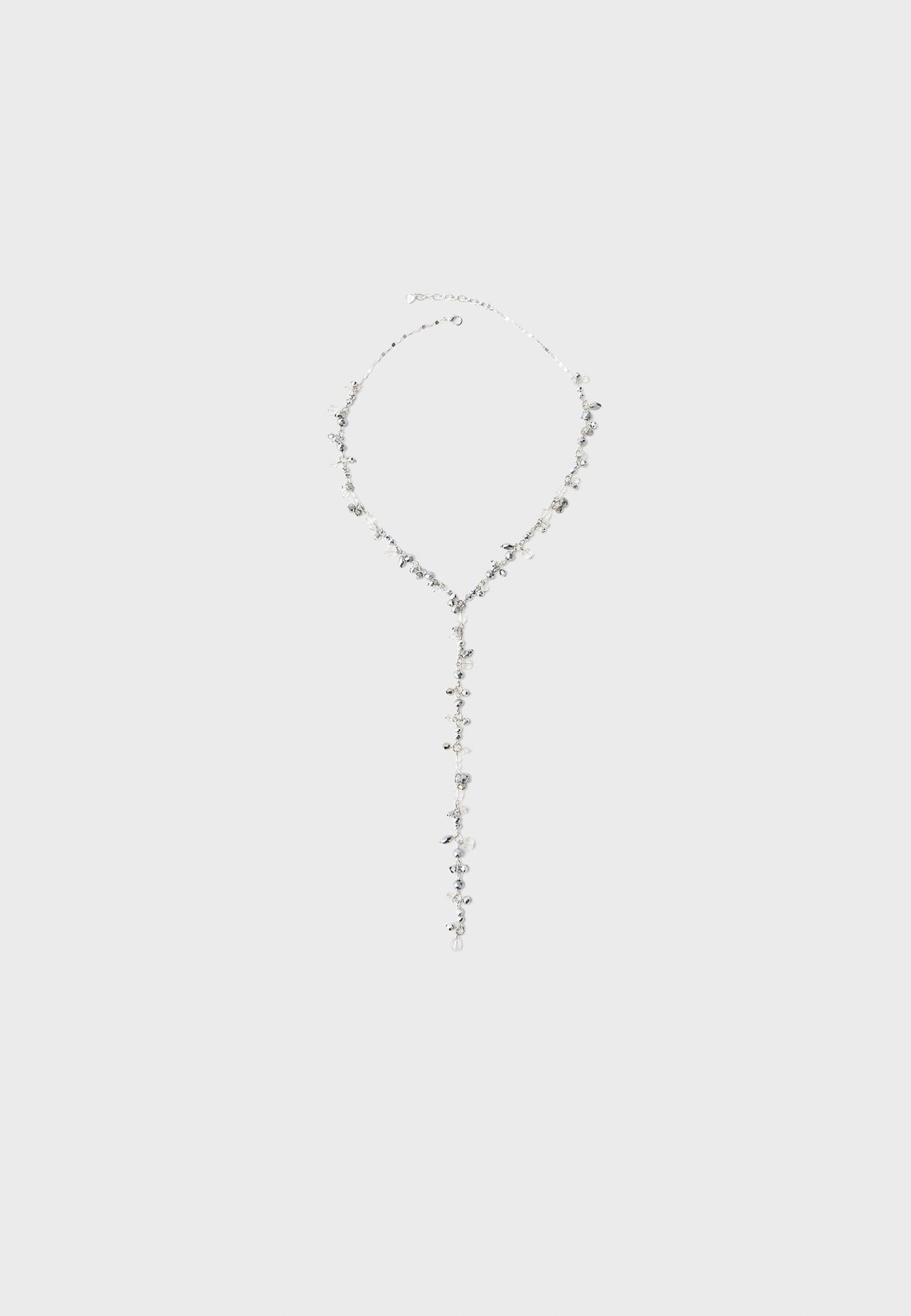 Beaded lariat necklace — Grey