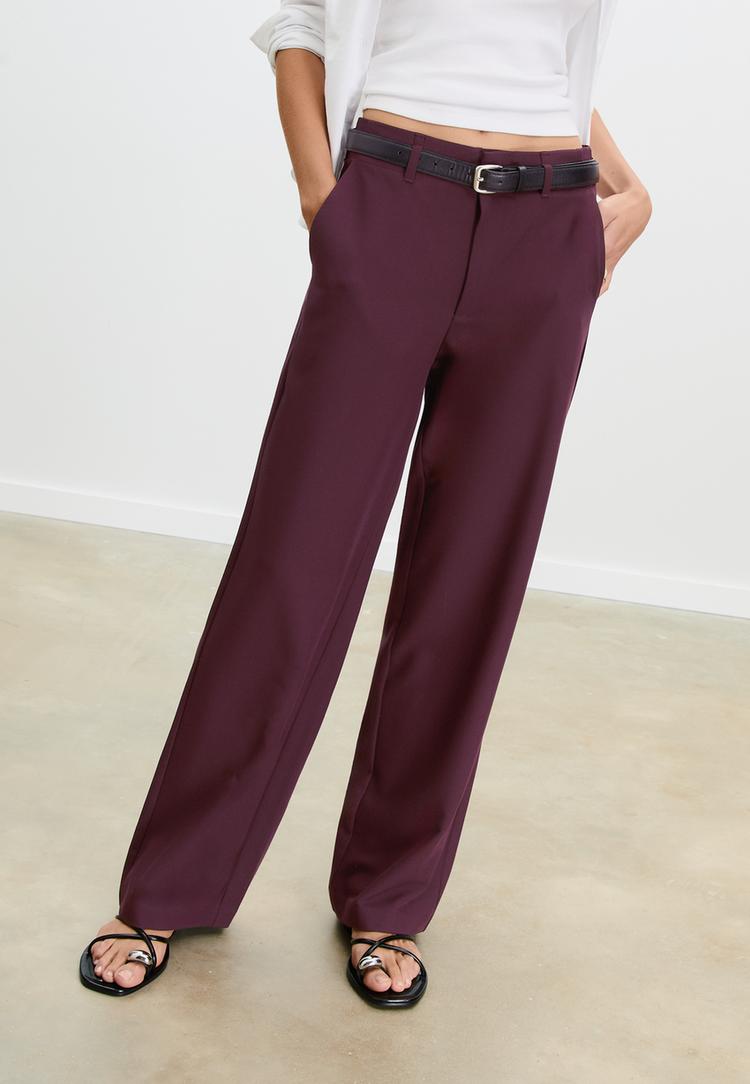 pantalon fluide droit habille ceinture