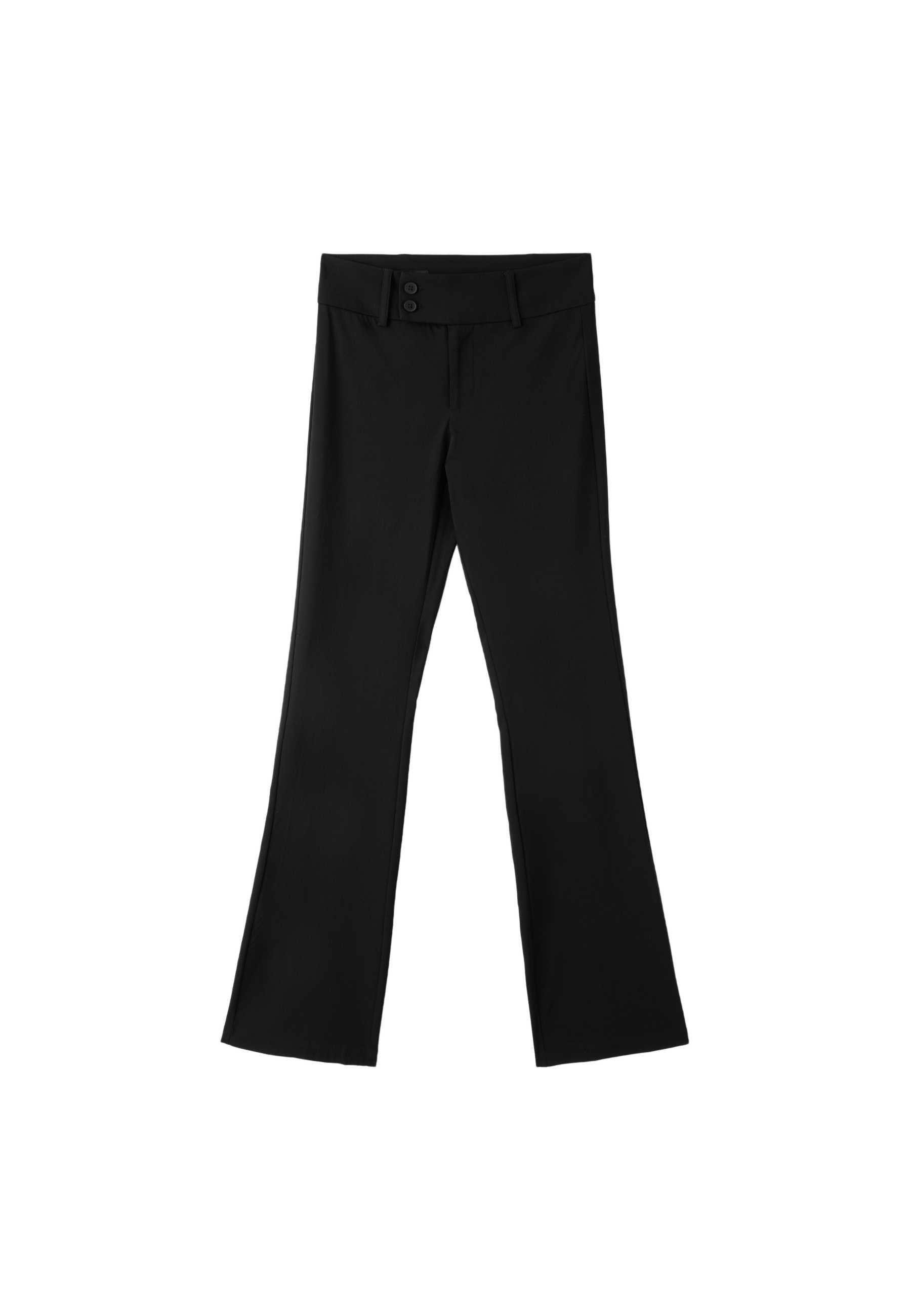 High-waist bengaline bell bottom trousers — Black
