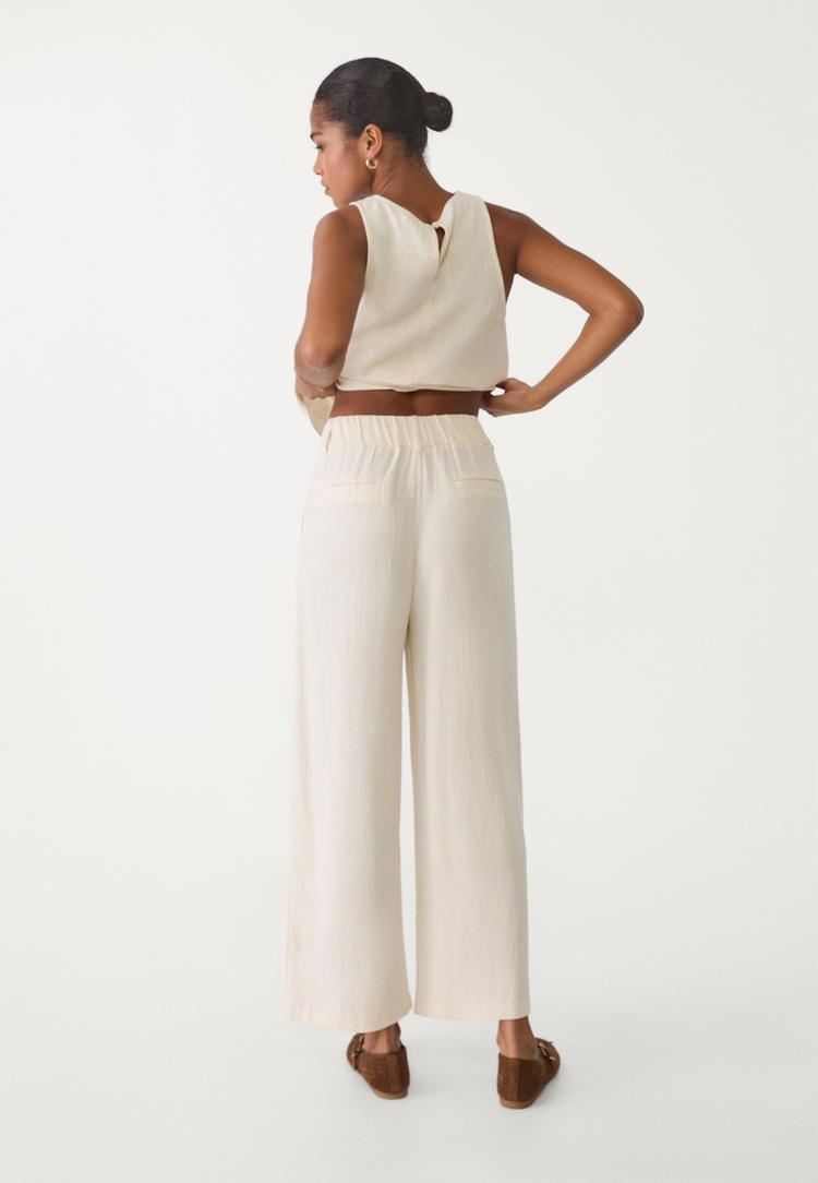 pantalon culotte con lino
