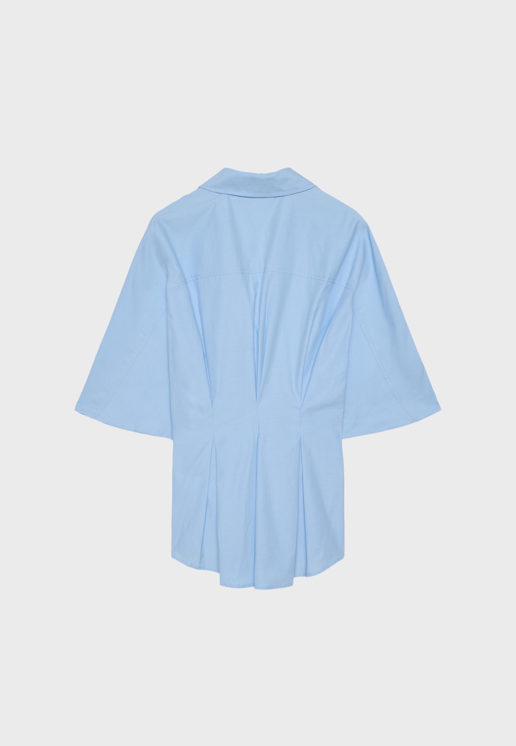 Fitted kimono sleeve shirt with pleats — Sky blue
