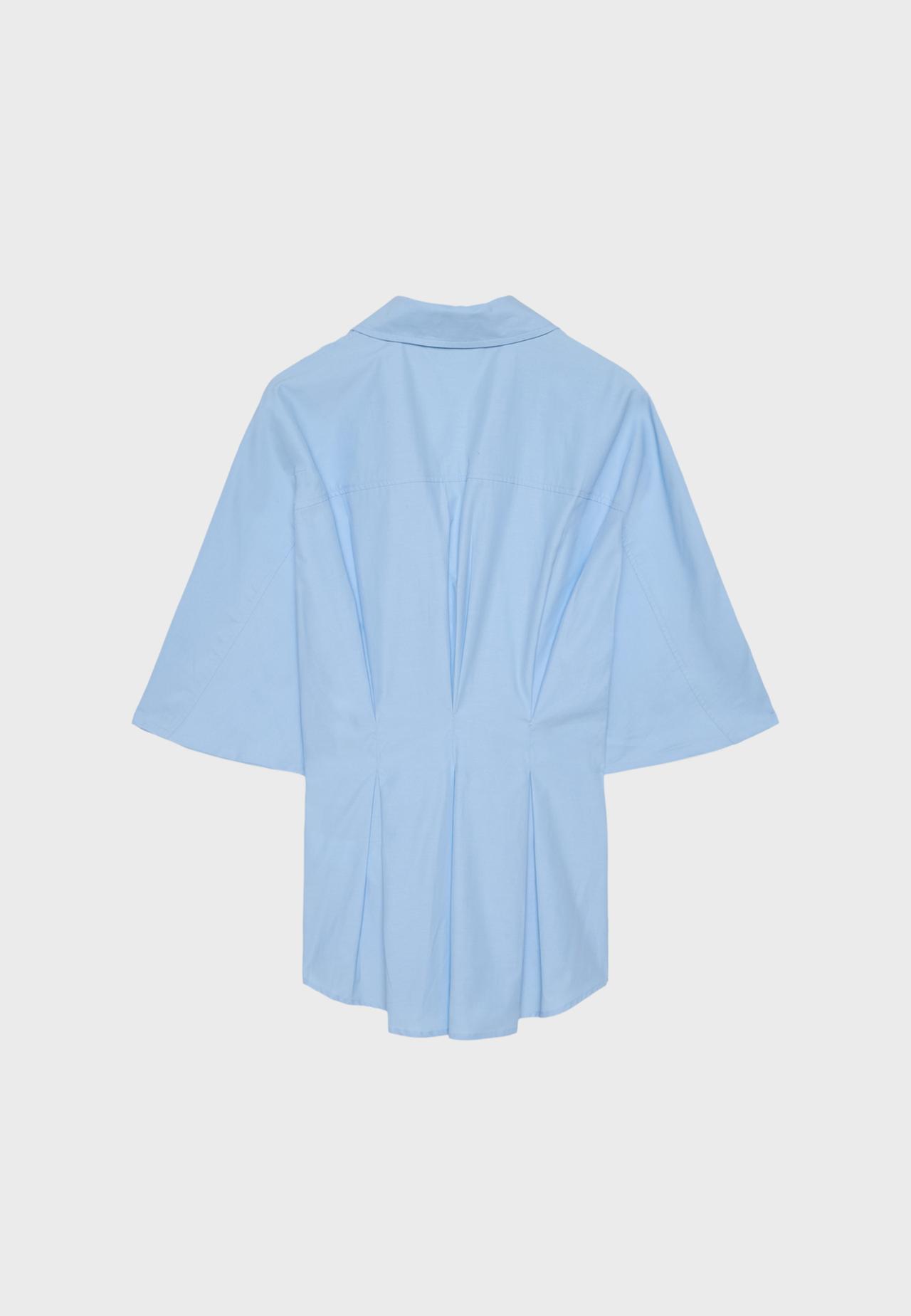 Fitted kimono sleeve shirt with pleats — Sky blue