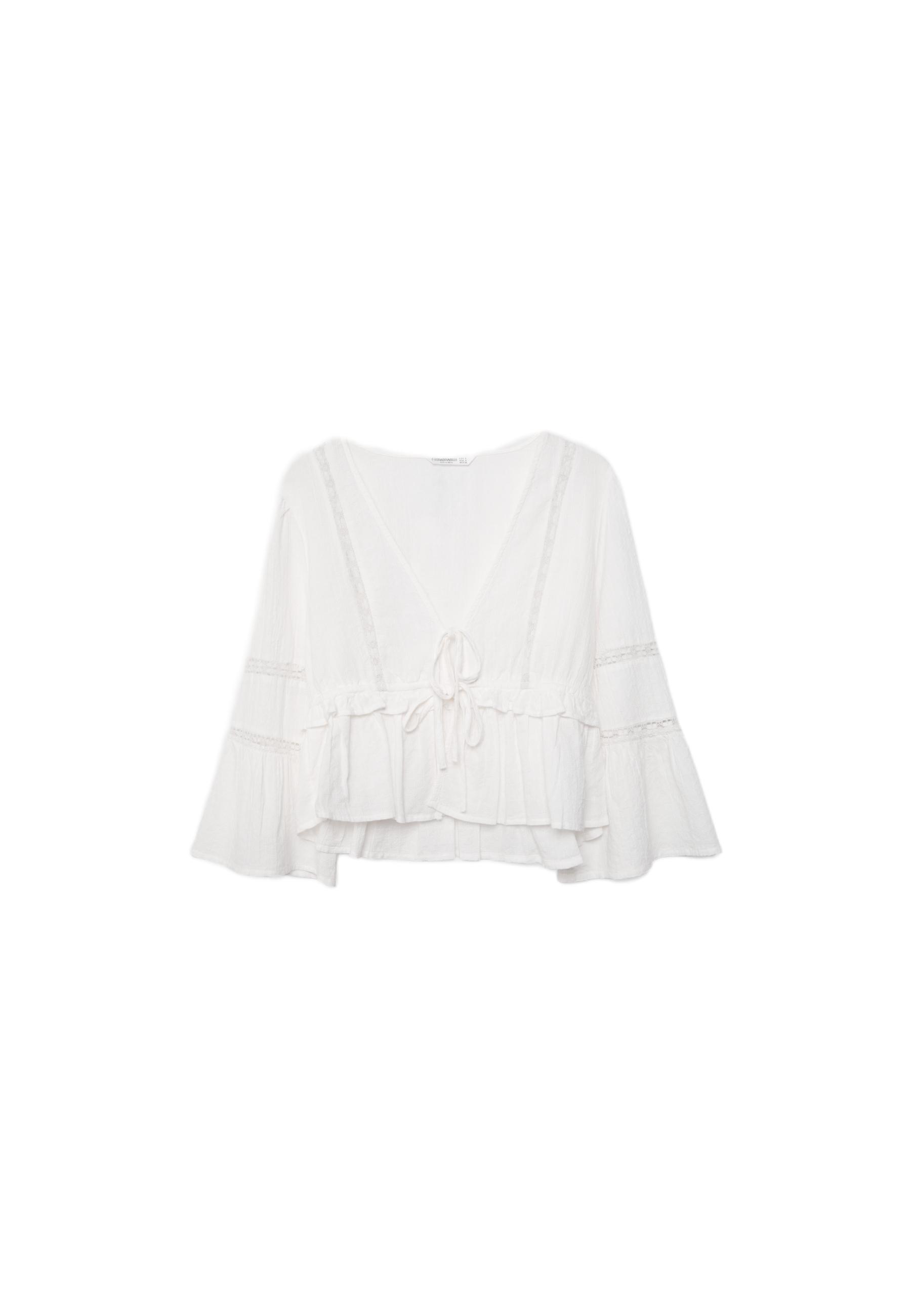 Peplum blouse with ruffles — White
