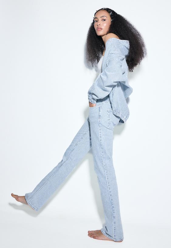 Stradivarius D98 Jean Straight Denim Gris Délavé 42