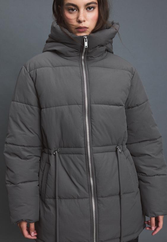 Stradivarius Puffer Coat Dark Grey M