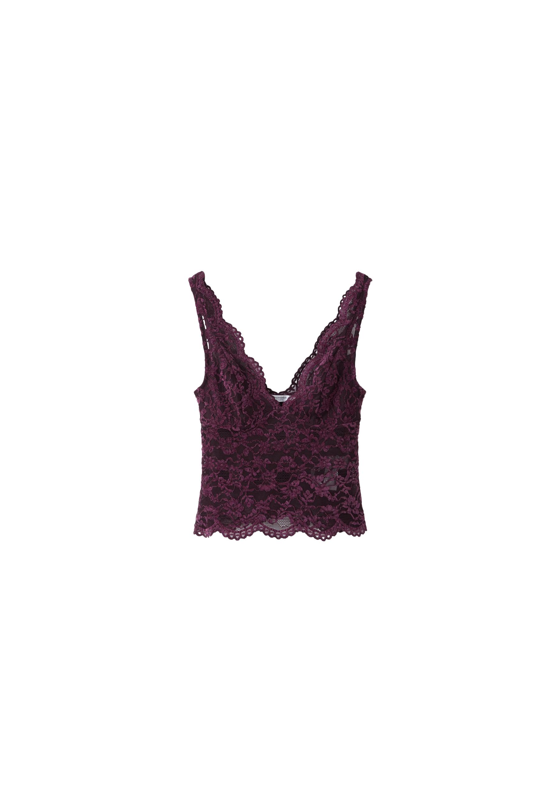 Wide-strap lace top — Purple