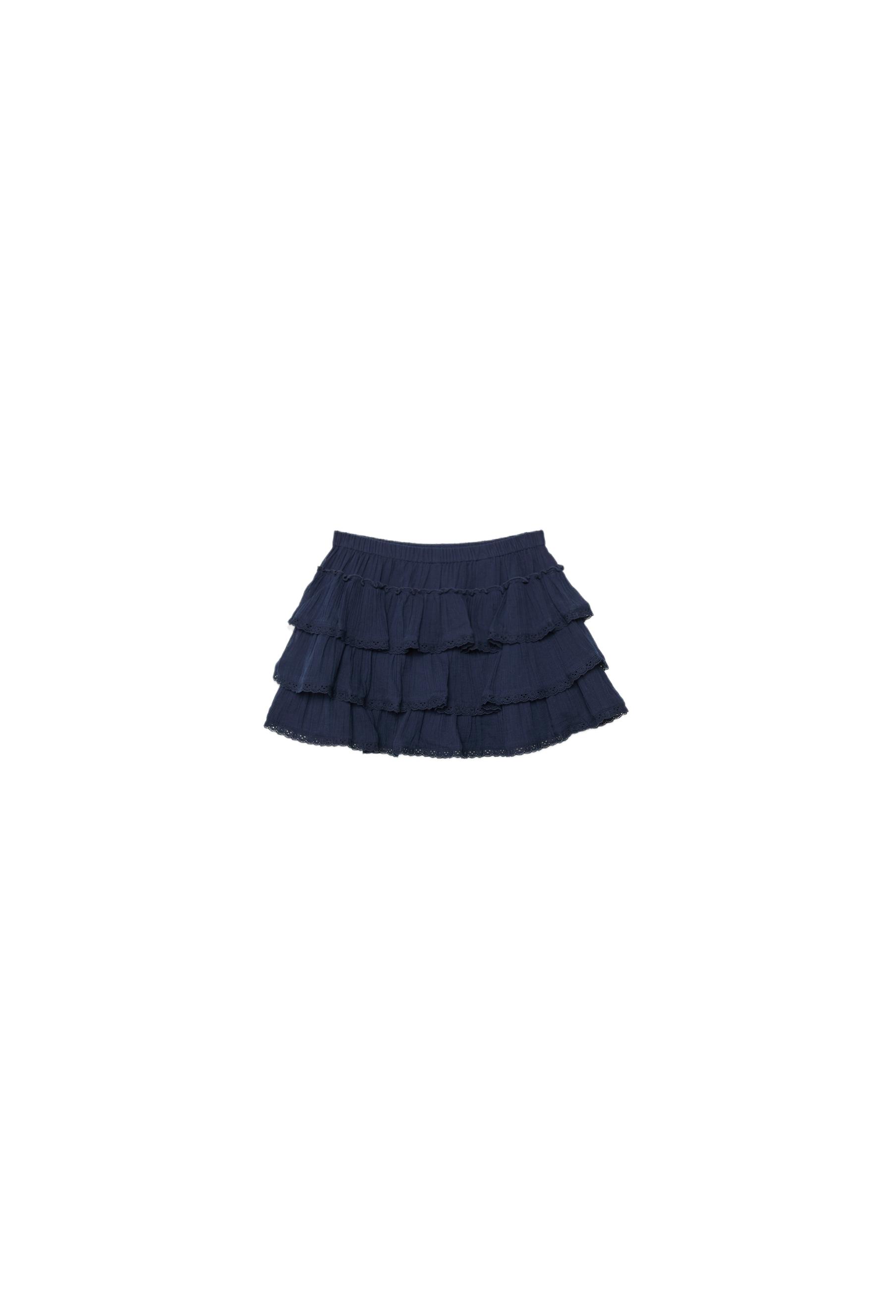 Ruffled crinkle-effect skort — Navy blue