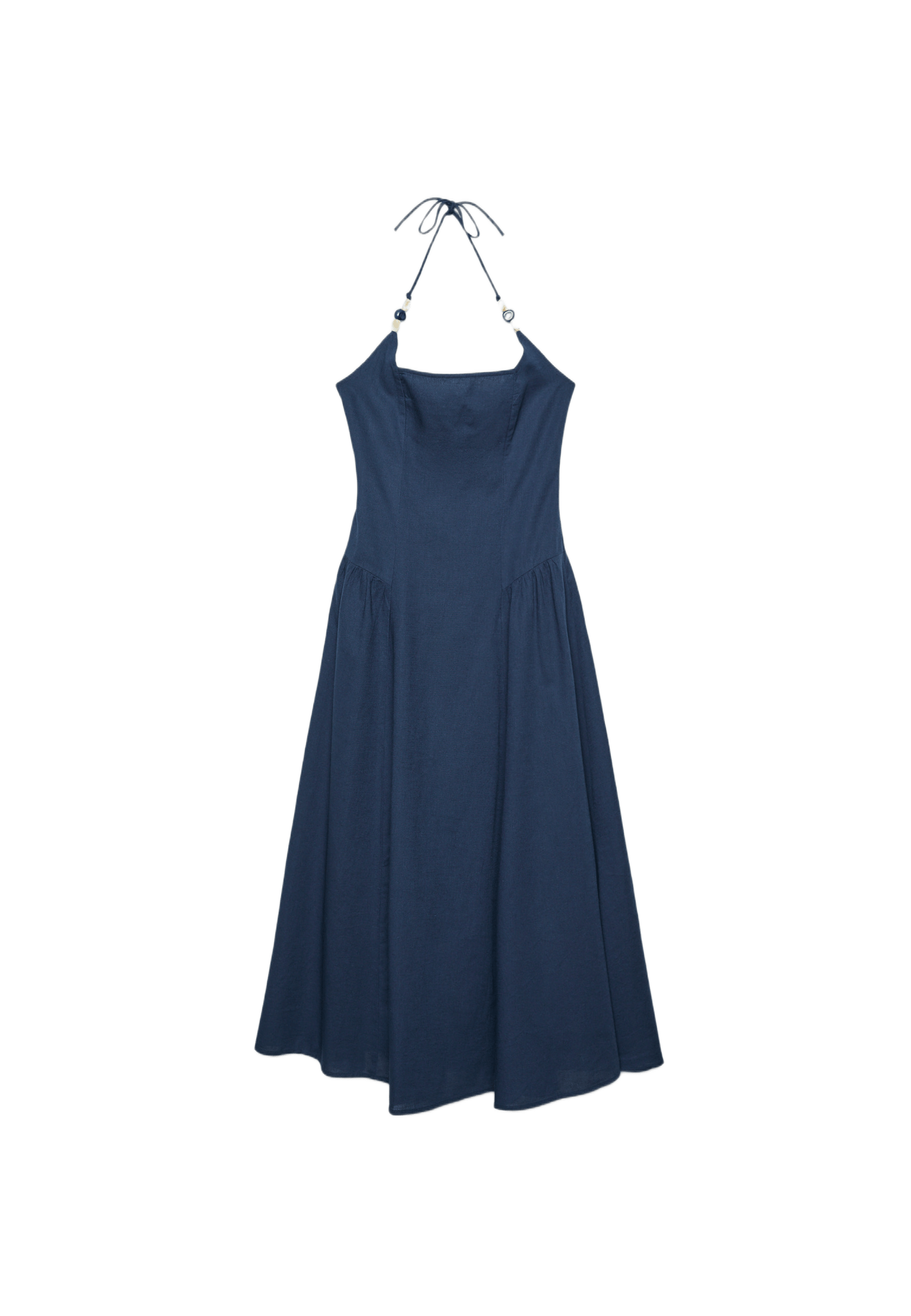 Beaded midi halter dress — Navy blue