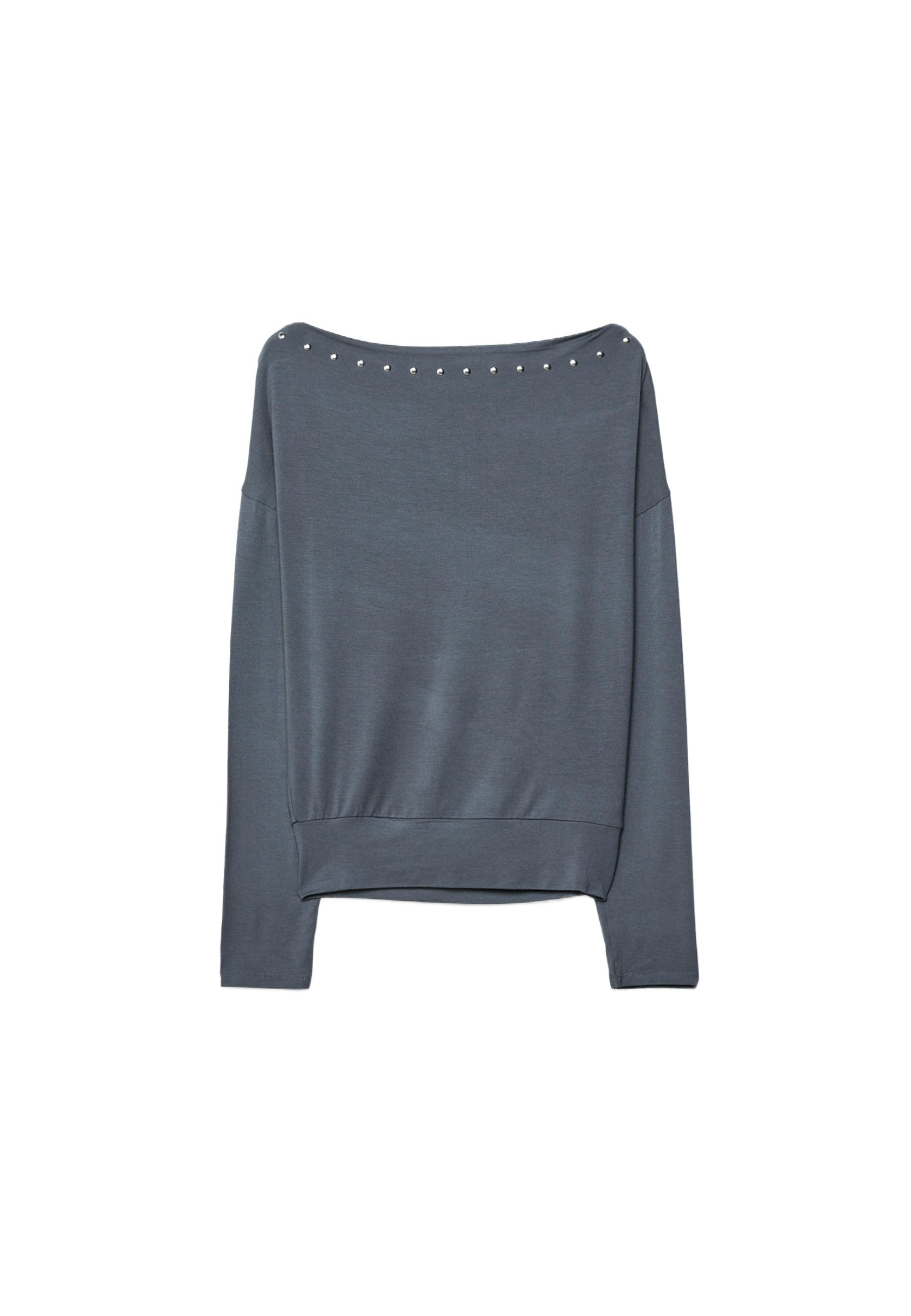 Asymmetric T-shirt with studs — Dark grey