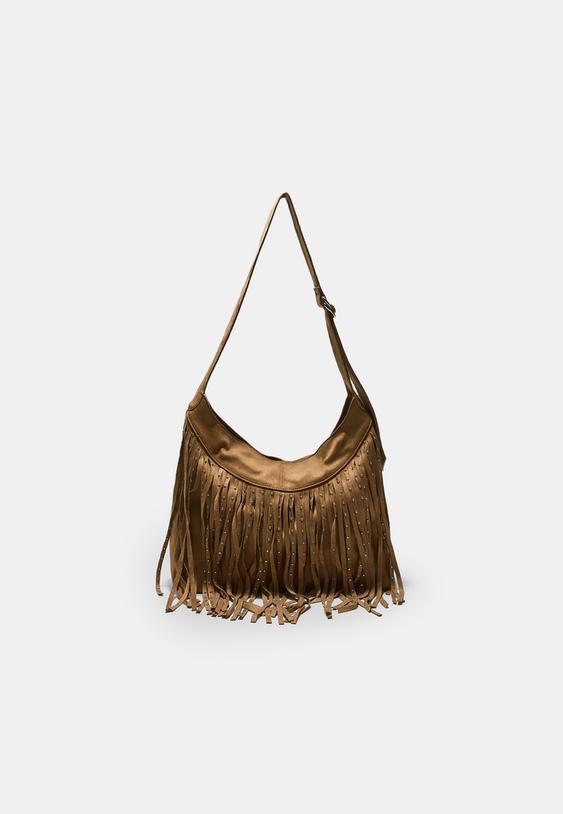 sac porte epaule toucher doux detail franges