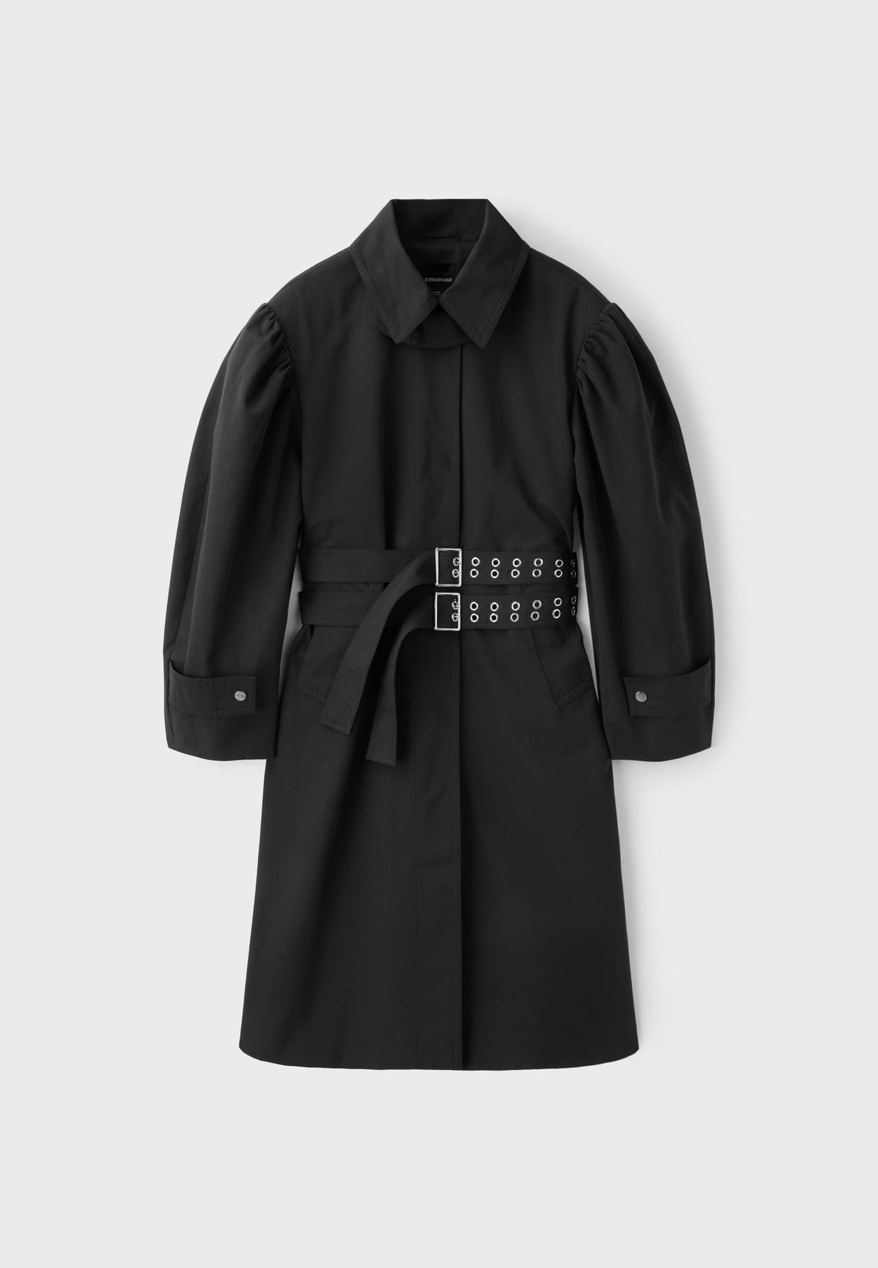 Voluminous sleeve trench coat — Black