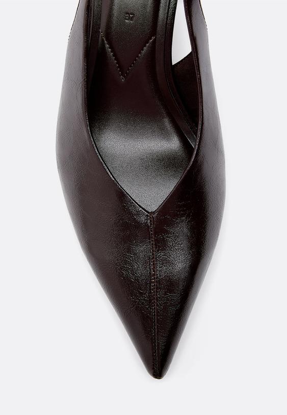 Stradivarius V-Neck Kitten Heel Shoes Brown 8