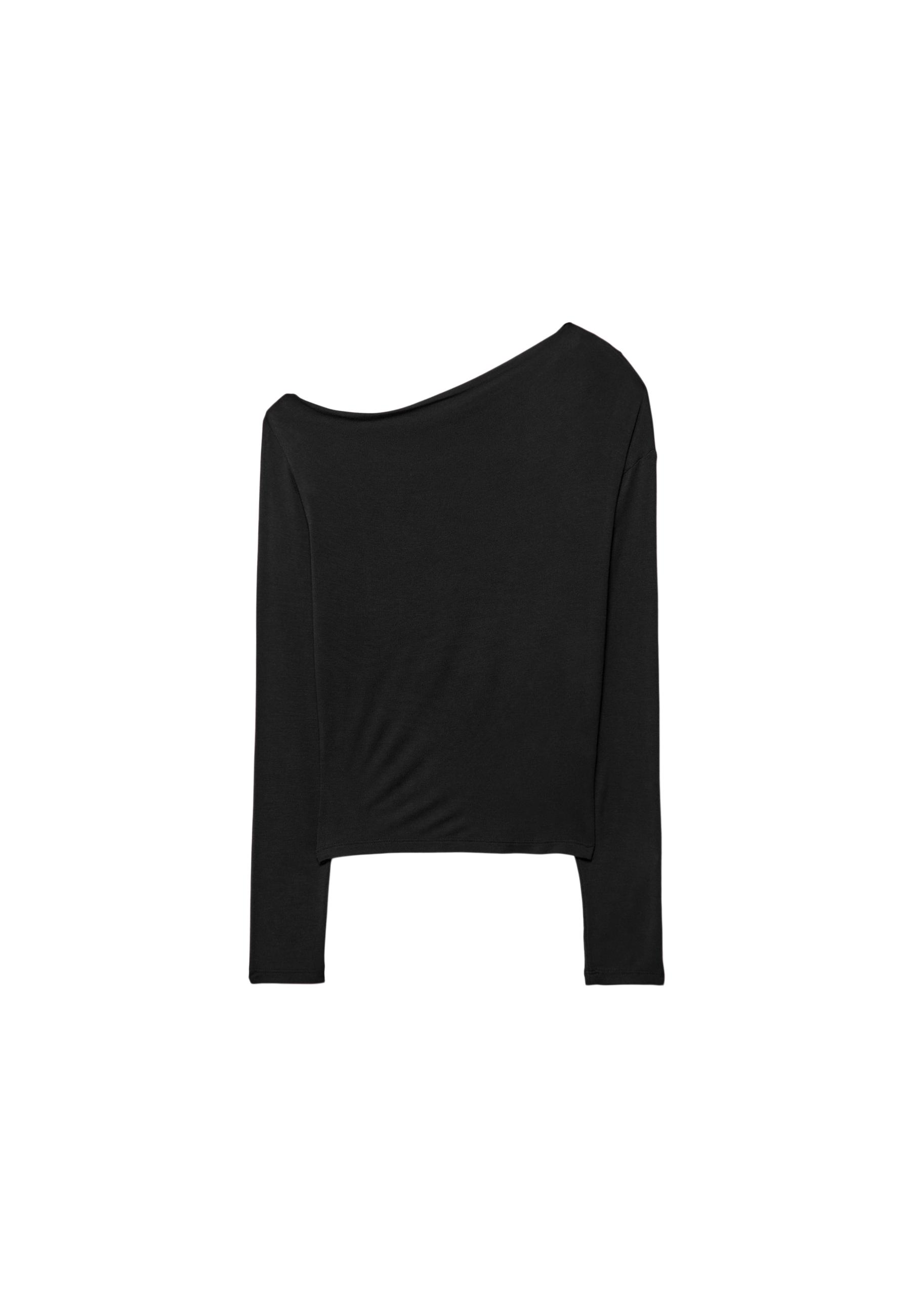 Asymmetrical neckline top — Black