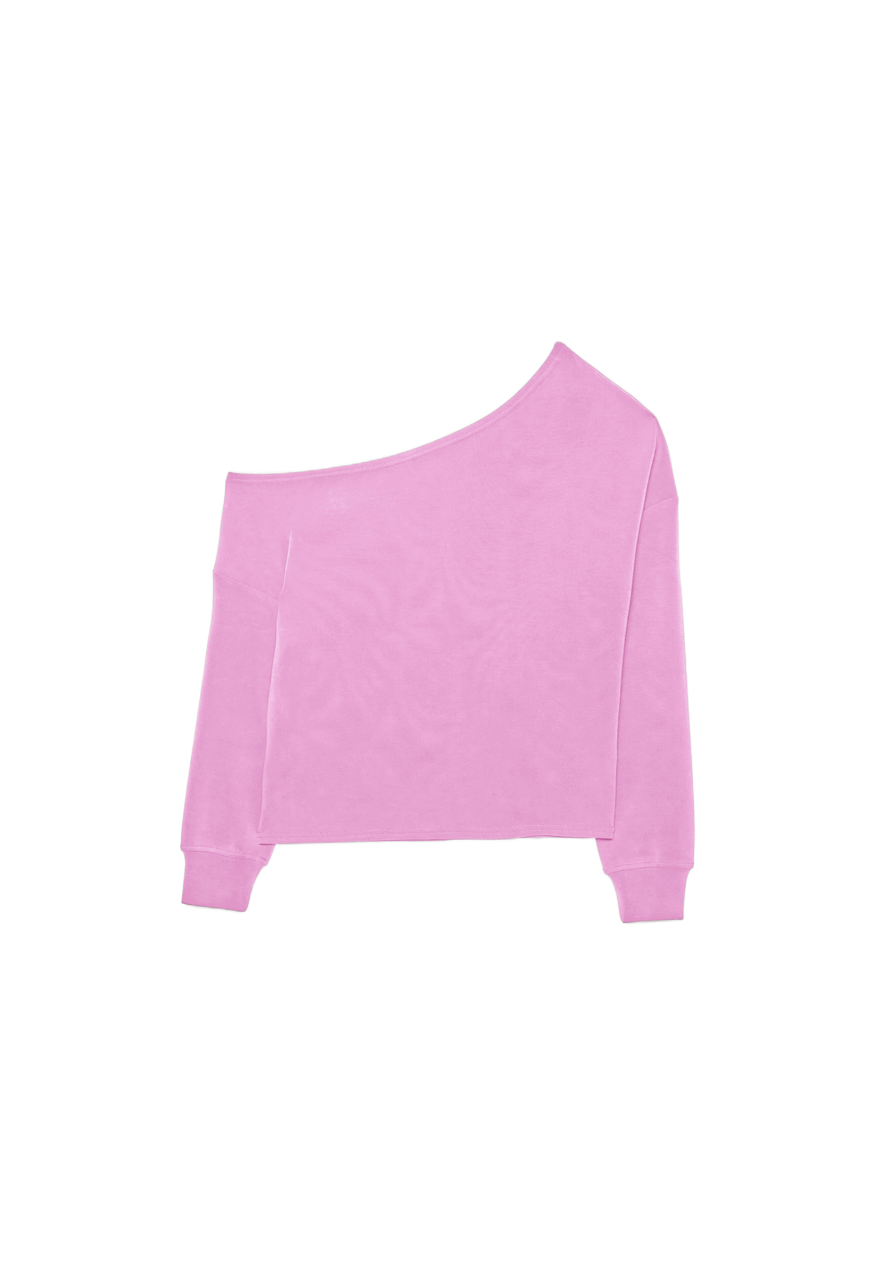 Soft-touch off-the-shoulder sweatshirt — Bubblegum pink
