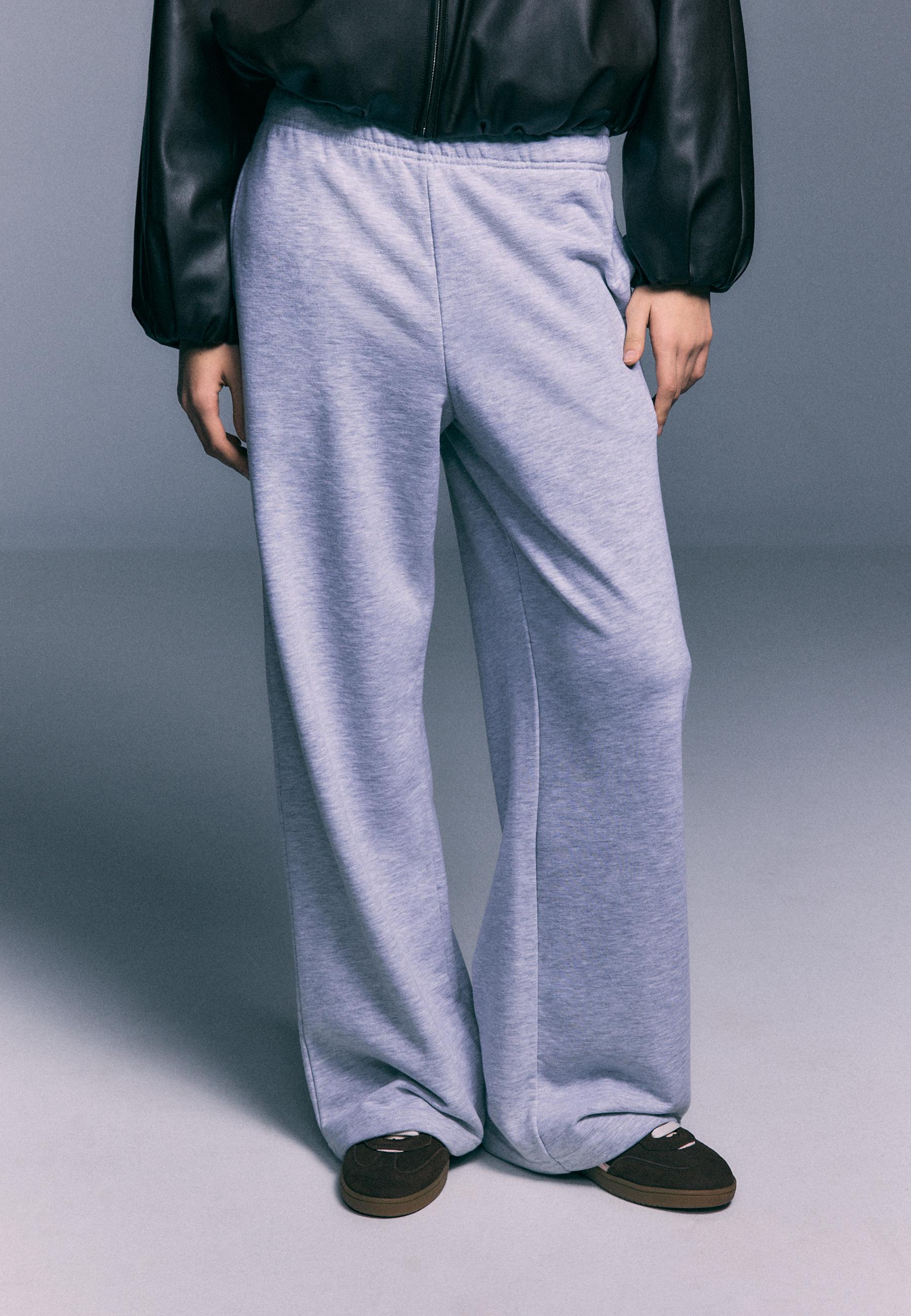 Wide-leg jogger trousers — Grey melange