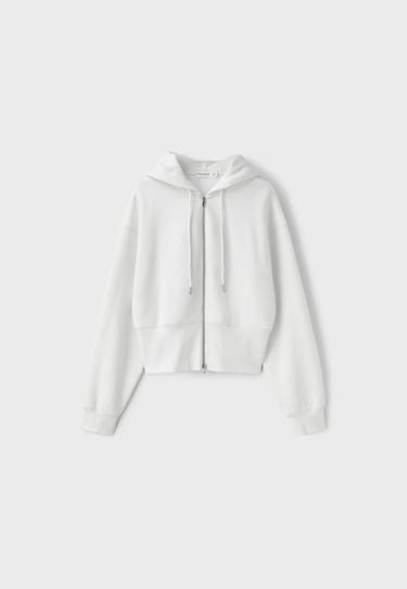 Zip-up sweatshirt with hood — Ecru 7
