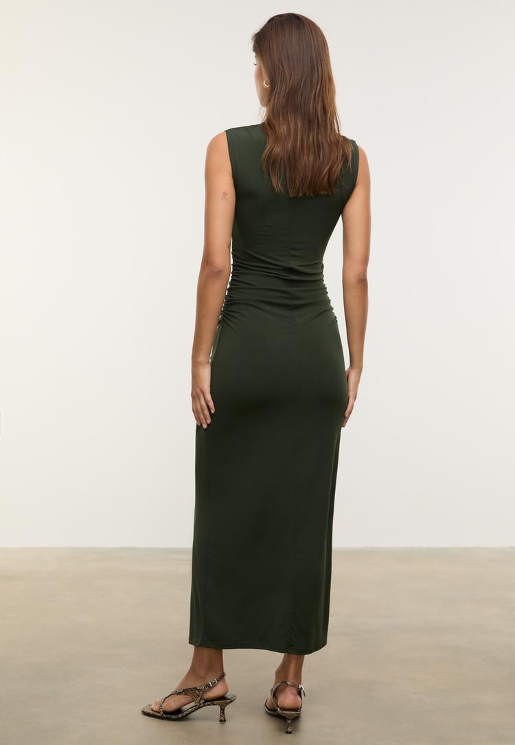 vestido midi frunces