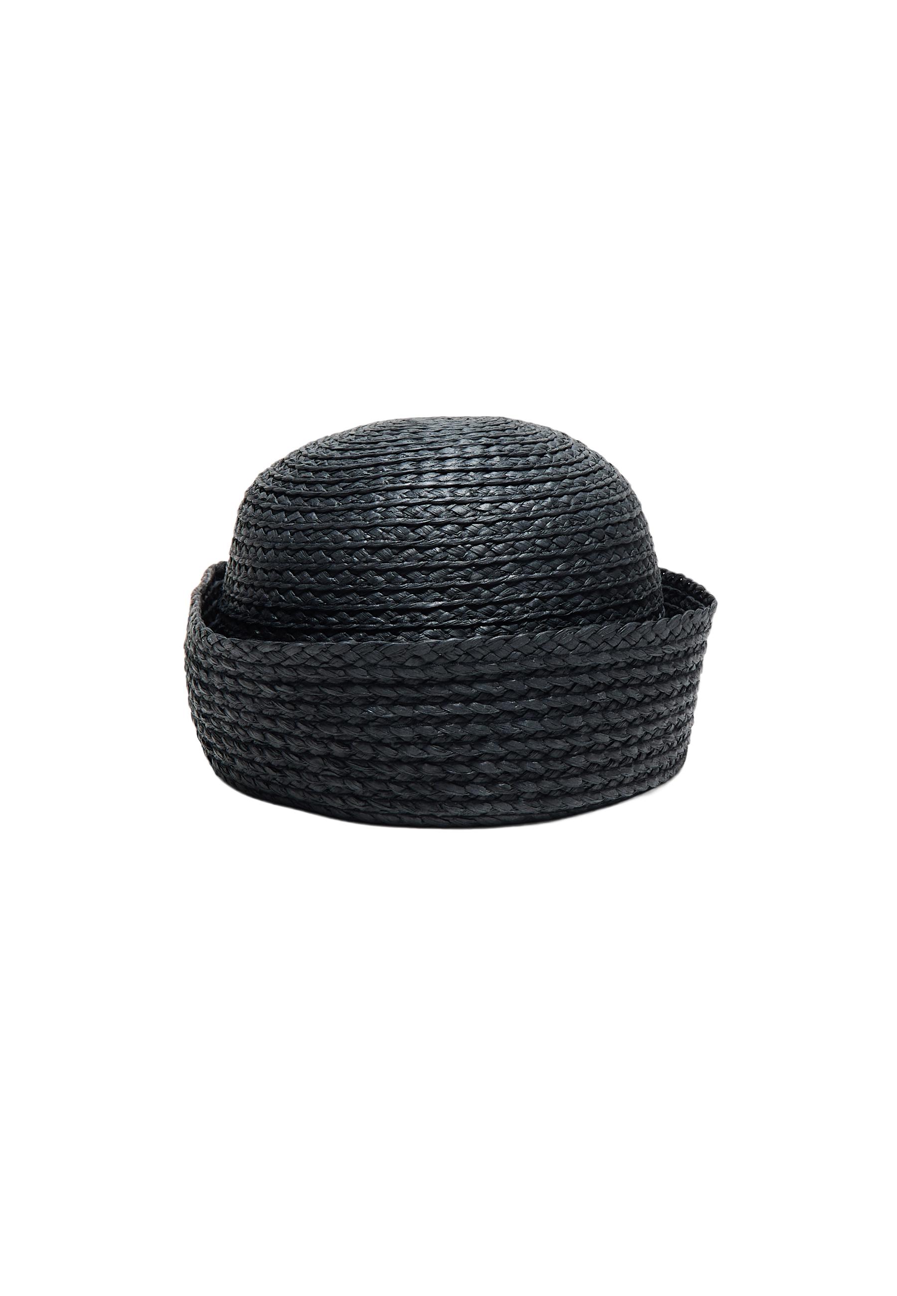 Round raffia hat — Black