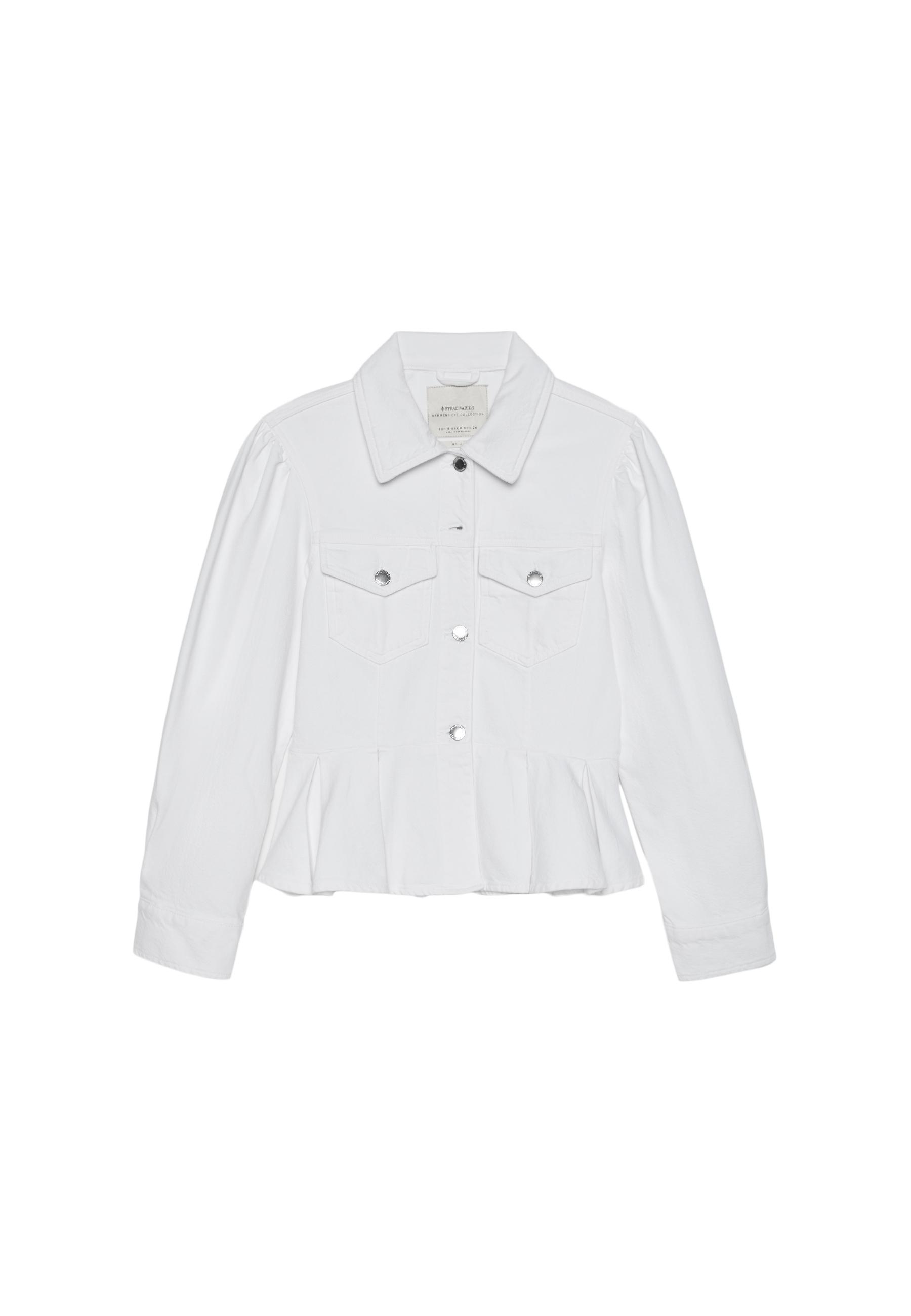 Peplum denim jacket — White
