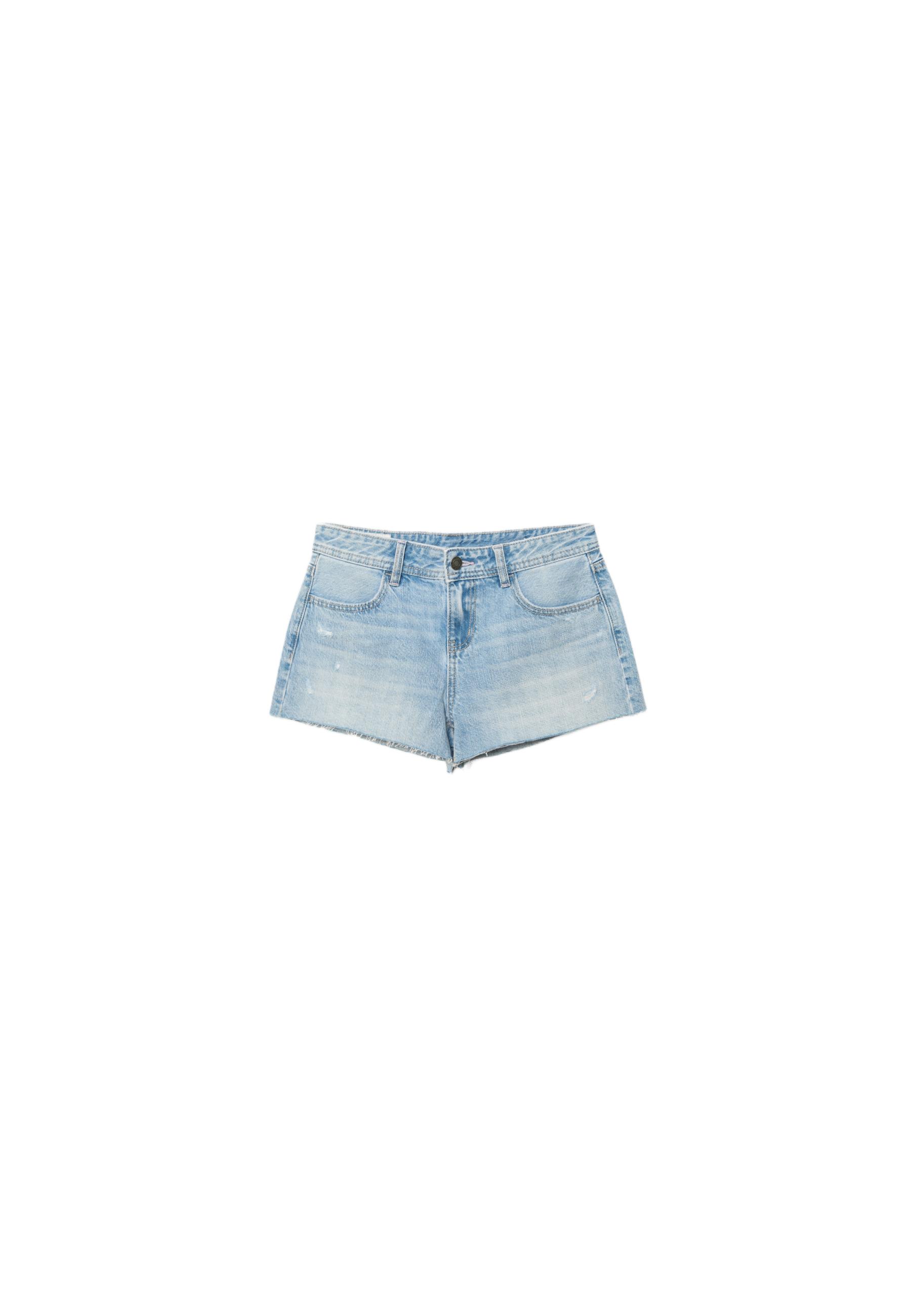 Low-rise denim shorts — MEDIUM LIGHT BLUE DENIM