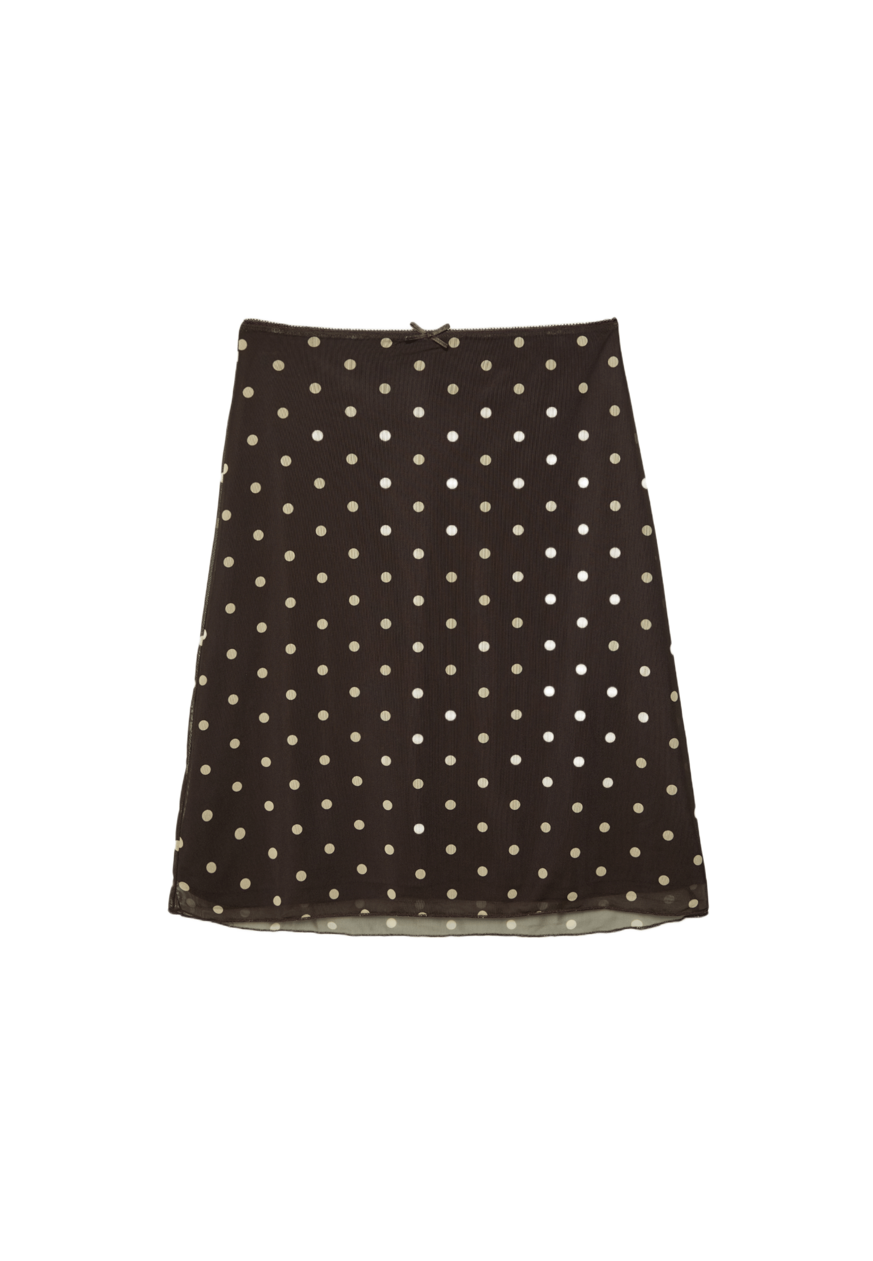 Polka dot tulle midi skirt — Brown