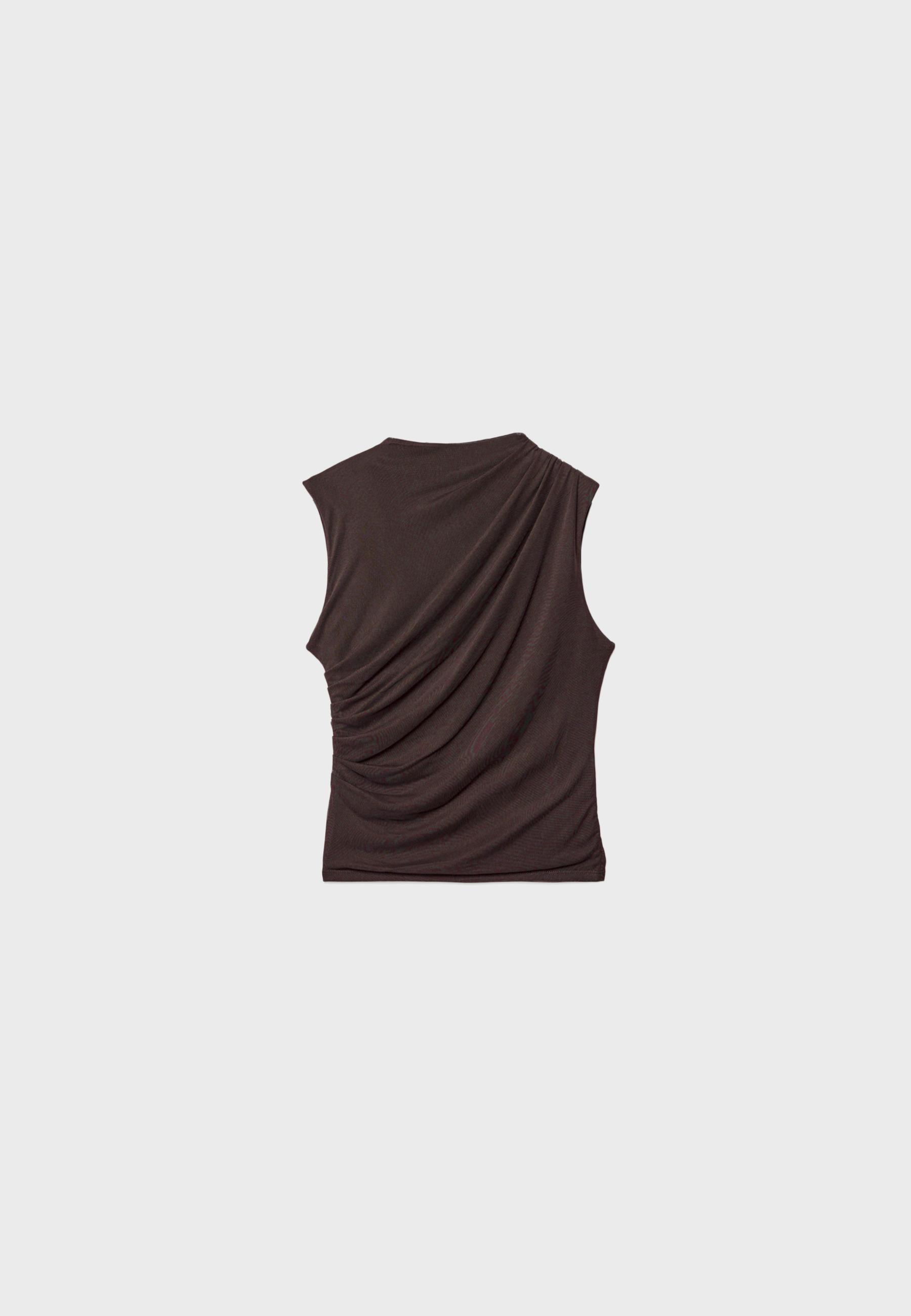 Gathered tulle T-shirt — Brown